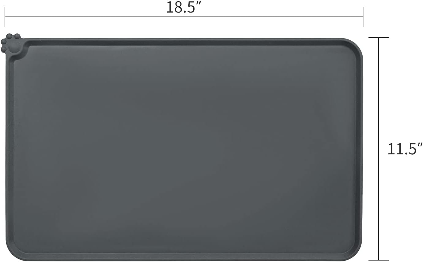 AUDWUD Silicone Waterproof Dog Cat Pet Feeding Mats,Anti-Slip Pet Bowl Mats,Fda Grade Pet Feeding Mat (M, Grey) image number 4