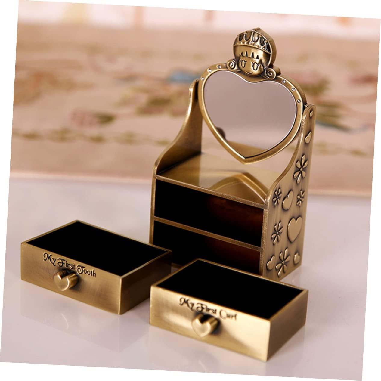 UPKOCH Metal Vintage Tooth Box for First Tooth and Fetal Hair Keepsake Container image number 4