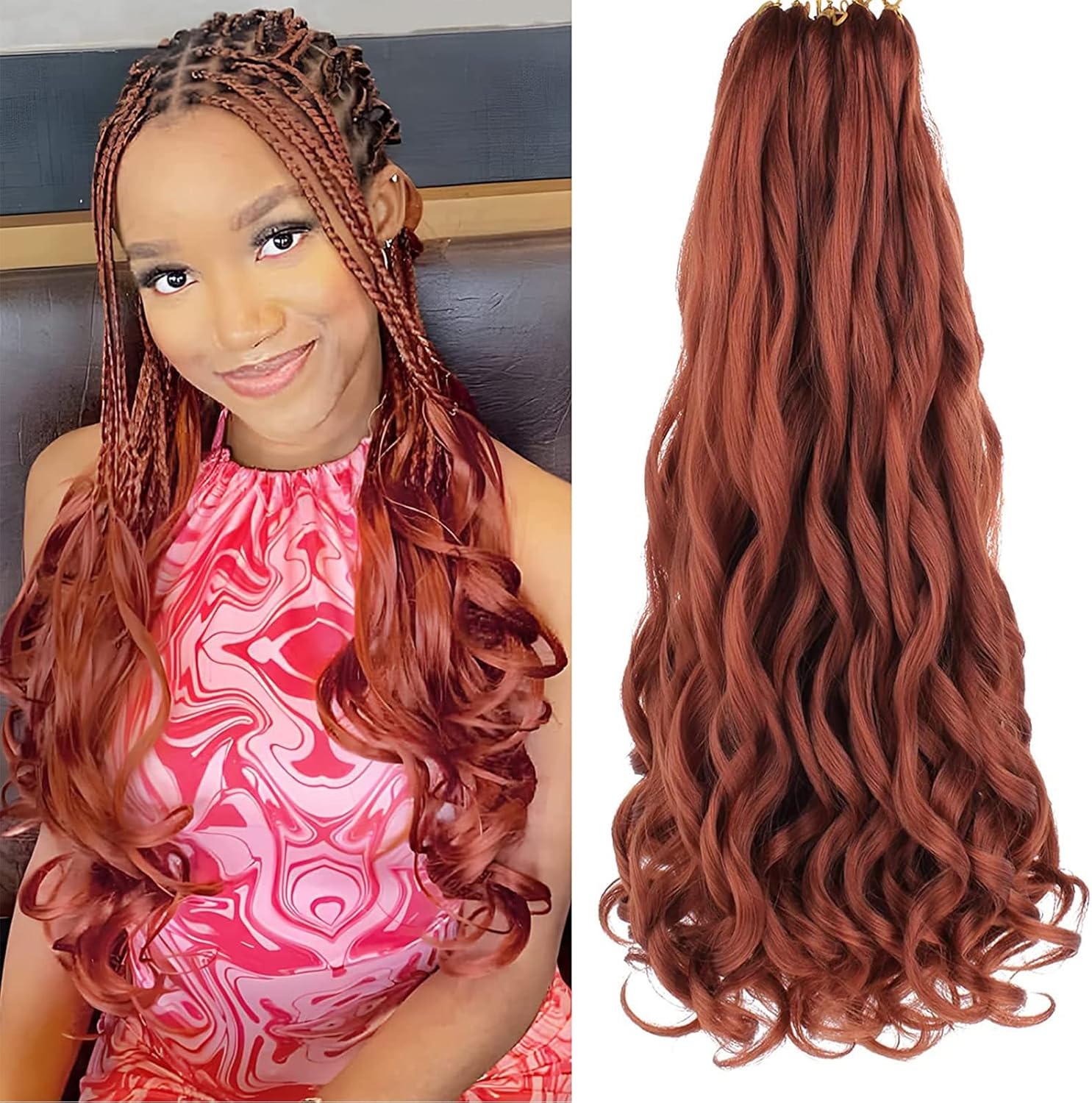 DT CHERYL French Curl Braiding Hair, 24 Inch 8 Pack Soft Curly Braiding Hair Extensions, Pre Stretched Bouncy Braiding Hair Loose Wave Braiding Hair for Women (MP2）