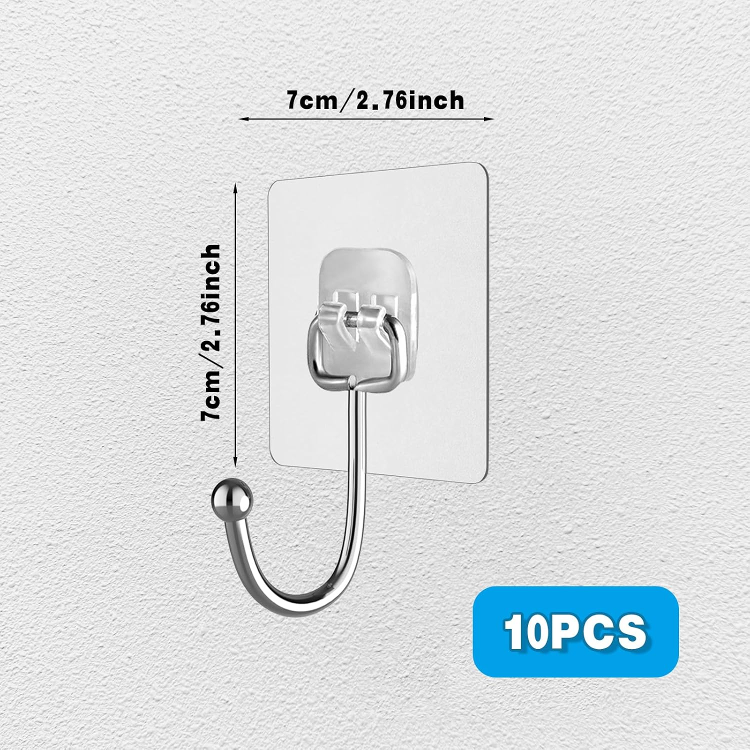 10PCS Self Adhesive Hooks for Hanging, Wall Hooks, Bathroom Hooks, Towel Coat Hooks, Waterproof Oilproof Sticky Hooks, Ceiling Hook, Command Hooks, Kitchen Office Outdoor Home Improvement Utility Hook image number 4