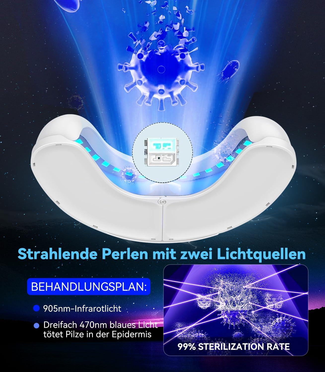 2025 6.0 Nail Fungus Lase, Dual Wavelength Technology, 470 Nm Blue & 905 Nm Infrared, Intelligent 3 Time 30S/60S/99S, Ultraportable Folding Design (White) Antifungal Laser