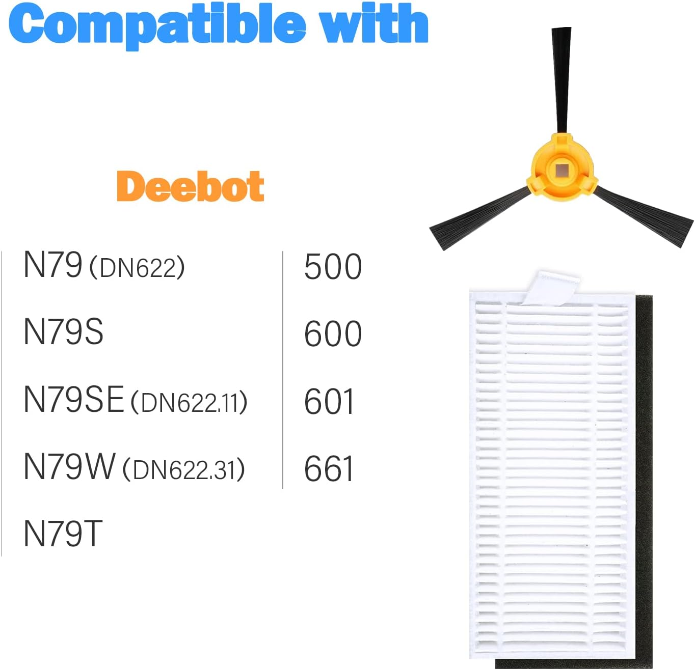 Replacement Parts for Ecovacs DEEBOT N79 Robotic Vacuum Cleaner Accessories - Filters+ Side Brush (Pack of 18) image number 4