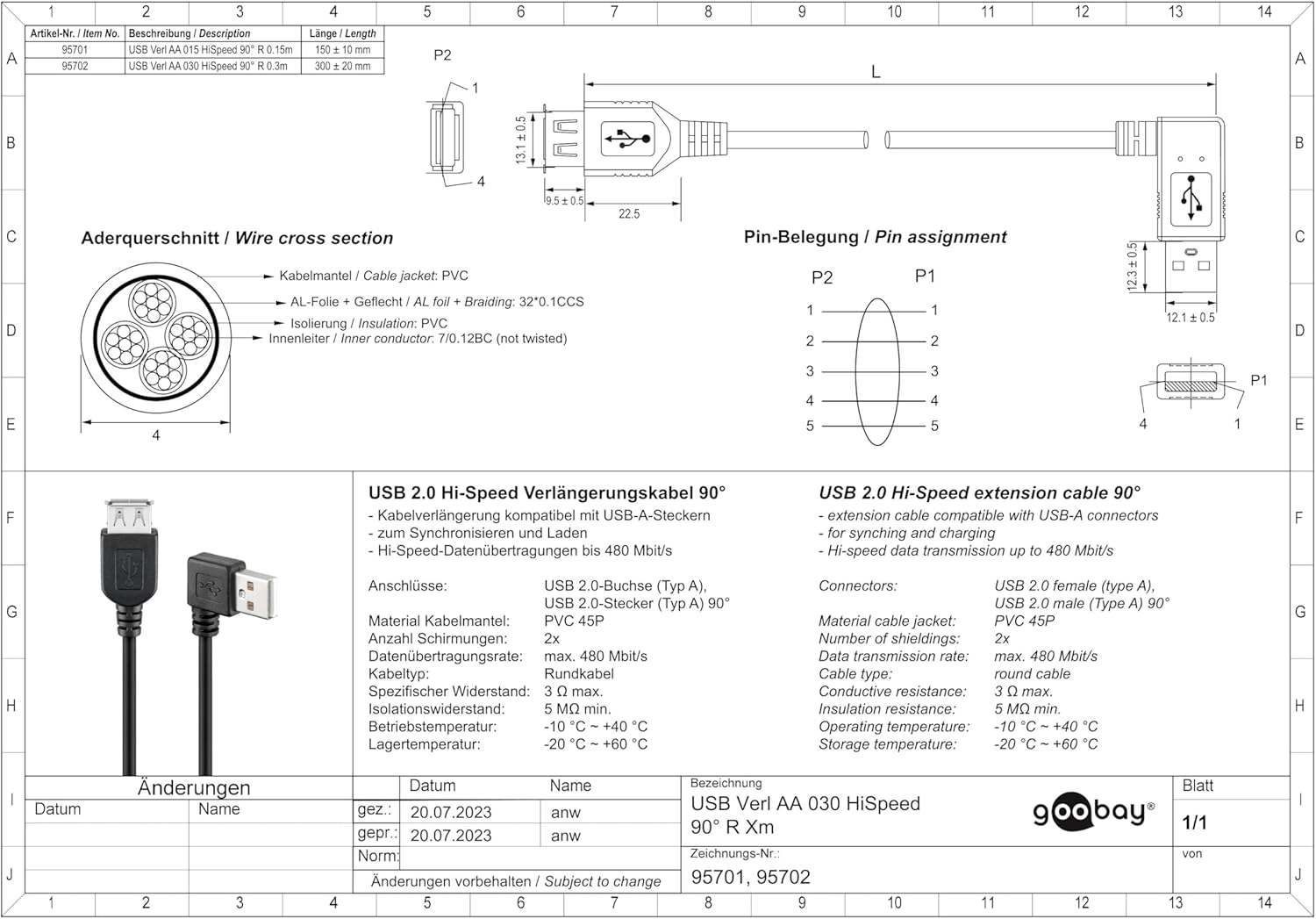 Goobay 15Cm USB 2.0 Extension Cable | 90-Degree Right-Turn Adapter (USB-A Male to Female) | High-Speed 480Mbit/S Cord for Tight Spaces on Laptops & Pcs | Black, 95701 image number 3