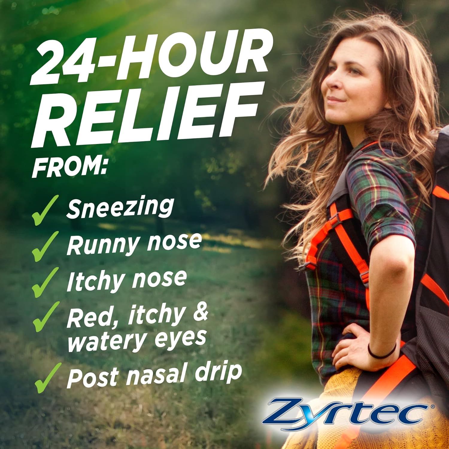 Zyrtec Rapid Acting Hayfever Allergy Relief Antihistamine Liquid Capsules 10 Pack |Contains Cetirizine|Provides Relief from Sneezing, Runny, Itchy Nose, Red, Itchy and Watery Eyes, Post Nasal image number 2