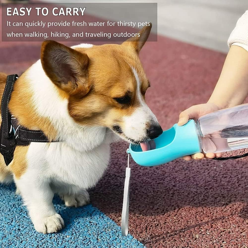 Dog Water Bottle, Large Capacity Dog Water Bottle with Food Container,Outdoor Portable Water Dispenser for Dogs,Puppy,Cats for Walking,Hiking,Travel (19Oz Blue) image number 1