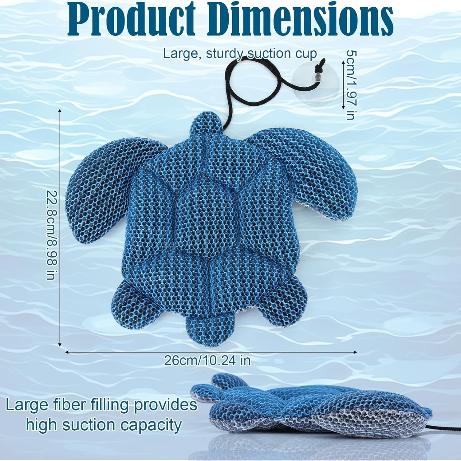 2Pcs Hot Tub Scum Absorbers, Sea Turtles Reusable Pool Sponge Scum Absorbers for Adults Kids Easy to Clean Hot Tub Spa Oil Absorber Accessories for Clear Water (Blue, Gray)