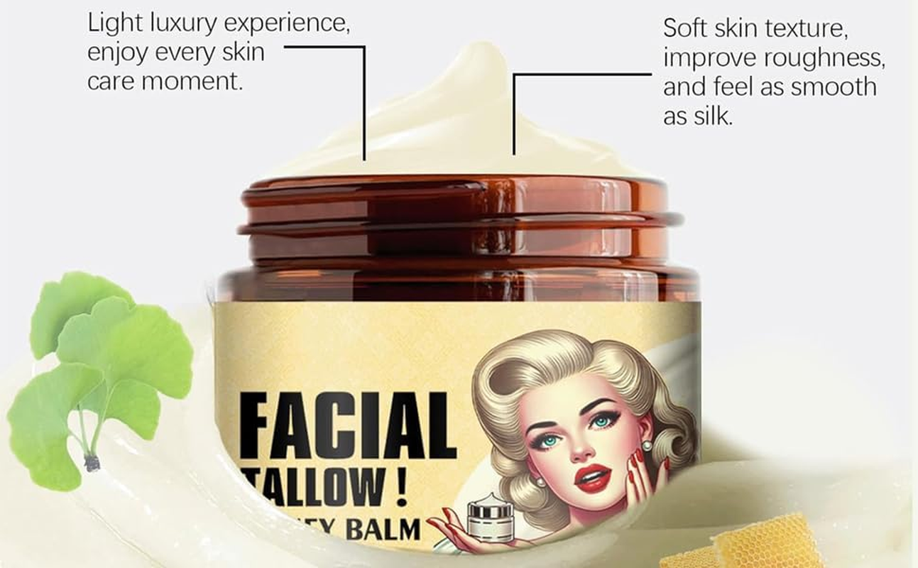LH 2PCS Whipped Tallow Balm - Grass-Fed Beef Fat Face Cream - Honey - Natural Moisturizer for Dry and Sensitive Skin image number 5