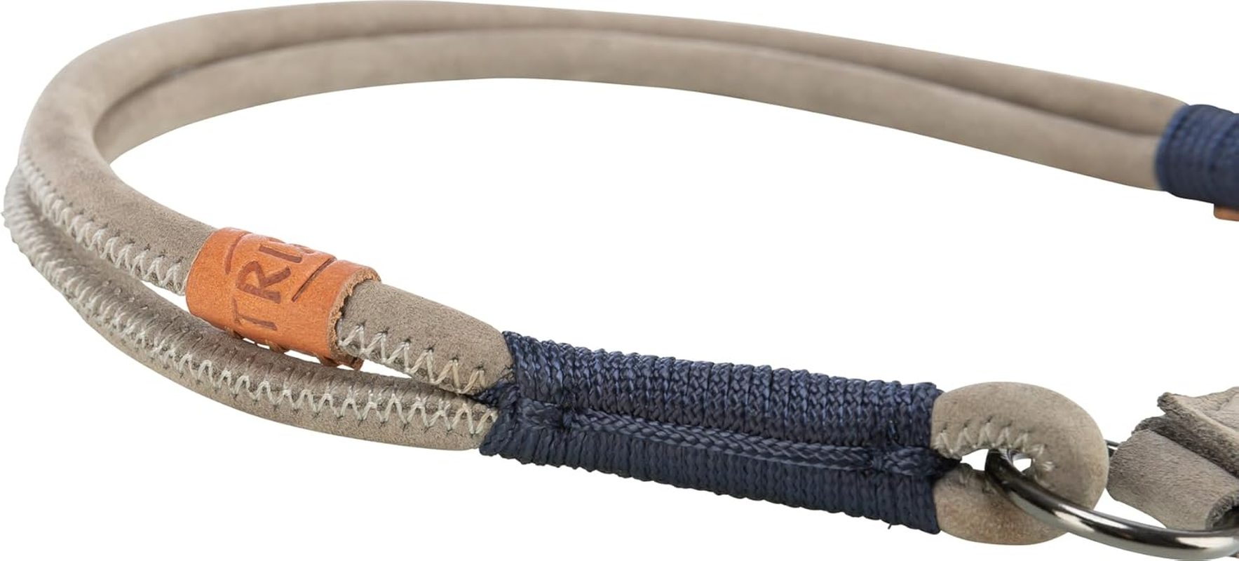 TRIXIE Zug-Stopp BE Nordic Dog Collar Made of Leather, L, Grey, Comfortable Dog Collar for Large Dogs with Pull Limit, Robust & Elegant, 17140 image number 1