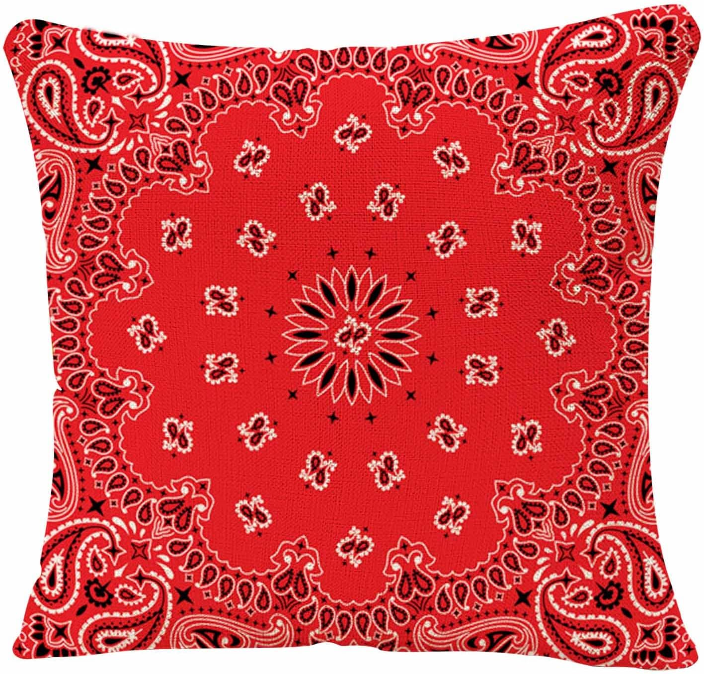 IBILIU Throw Pillow Covers Red Western Bandana Cushion Pillow Case Home Decor Pillowcase 18X18 Inches image number 4