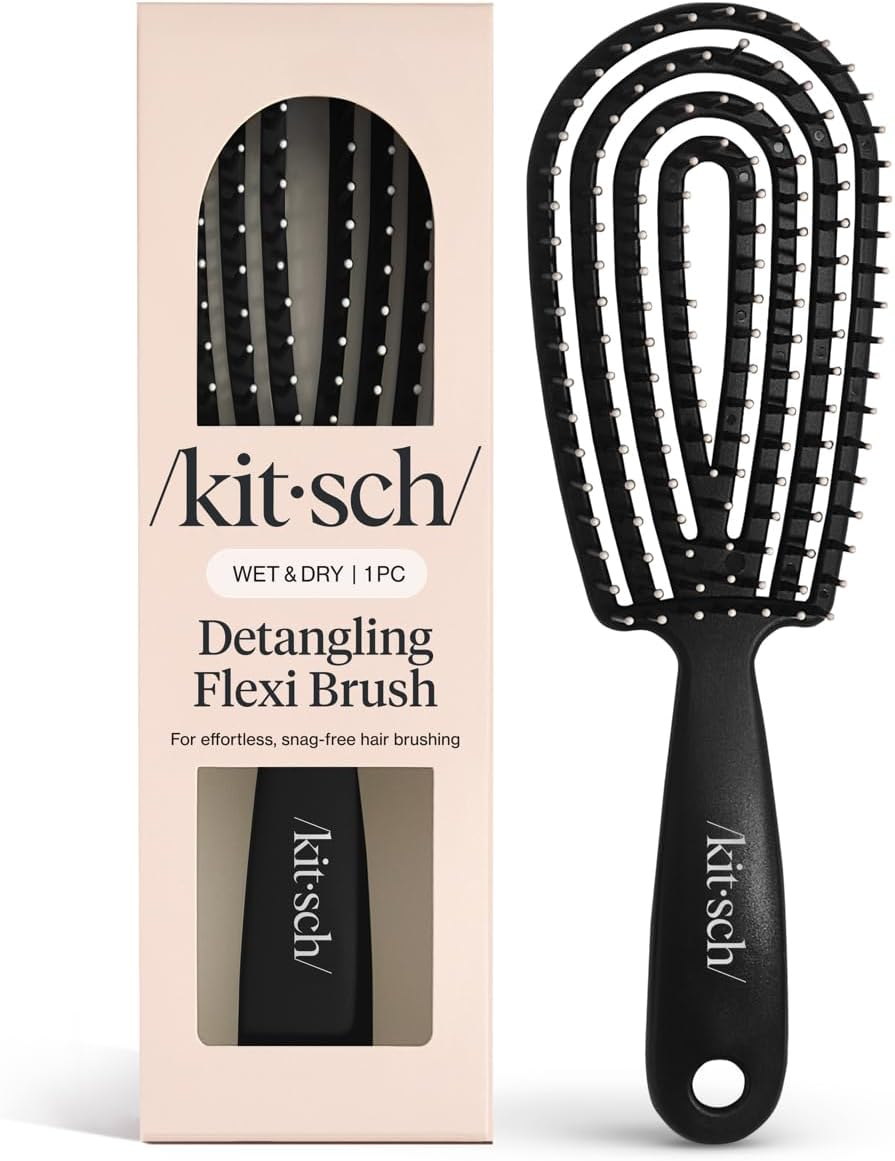 Kitsch Detangler Brush &ndash; Flexible Curly Hair Brush for Women, Men & Kids | Detangling Hairbrush with Bendable Frame and Ultra-Smooth Bristles for Wet or Dry Strands - Soft Violet