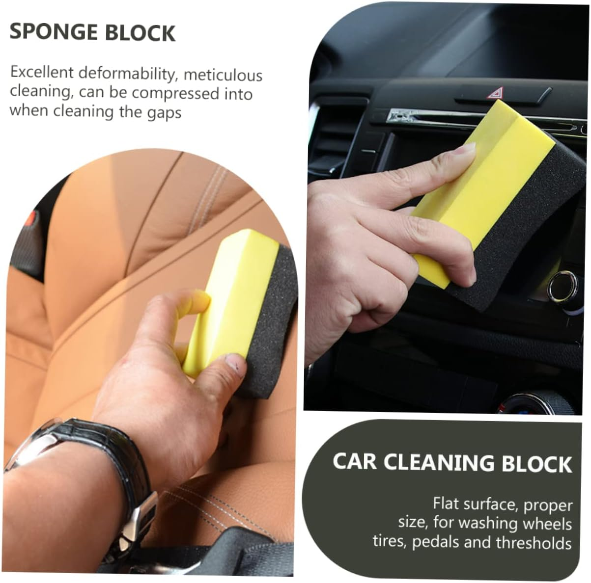 CONGARTENO Car Wash Sponge Block Cleaning Sponge for Vehicle Gaps and Corners Soft Resilient Car Cleaning Block with Powerful Scrubbing Surface and Strong Water Absorption for Safe Paint Care image number 1