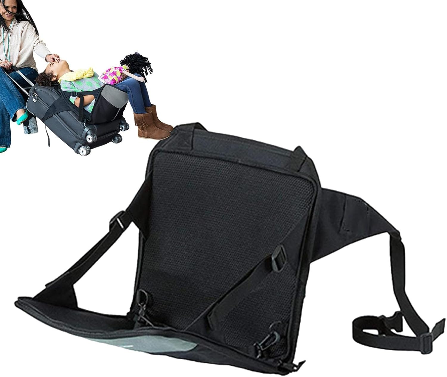 Kid Luggage Seat | Kid Luggage Seat | Child Travel Accessories | Travel Seat for Kids Carry-On Luggage for Comfortable Kids Children Outift with 13.58X12.99 Inches Black image number 6