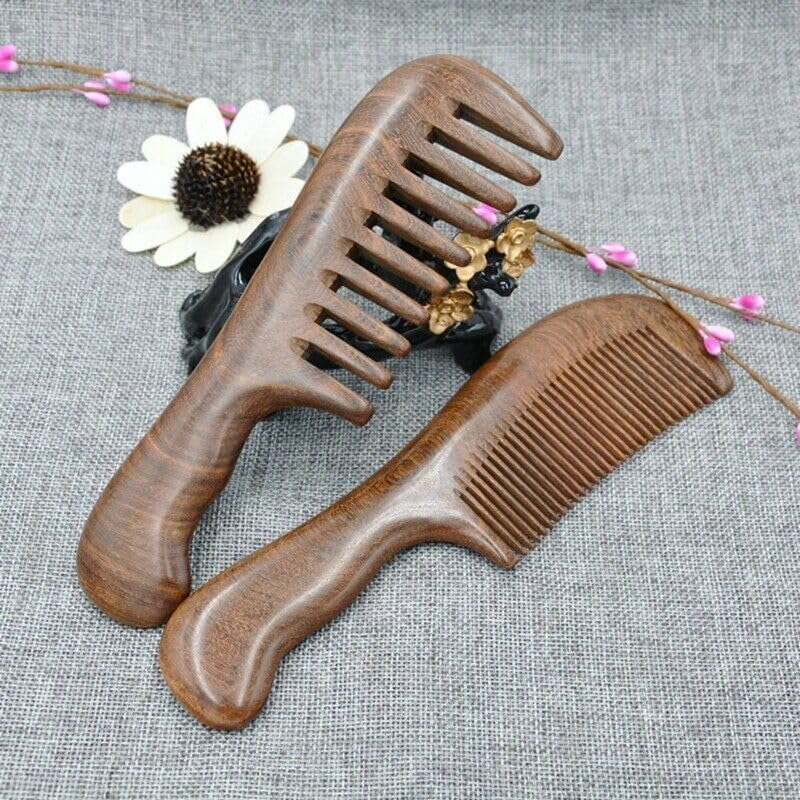 Hair Brush, Sandalwood Wooden Massage Comb, Sandalwood Wide Tooth Comb Curly Hair Portable Coarse Tooth Wooden Comb image number 6