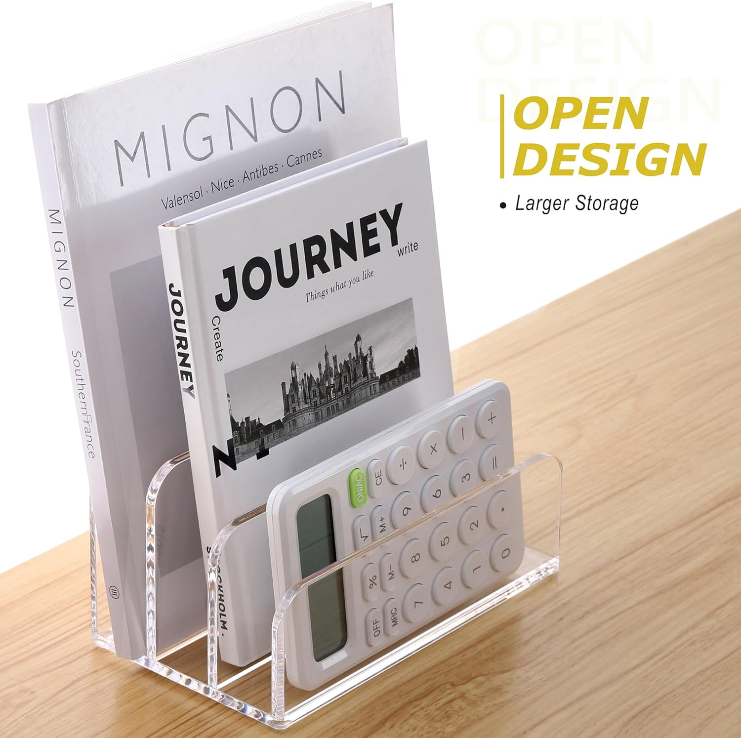 SANRUI Acrylic Mail File Organizer Sorters for Desk, 3 Upright Compartments Laddered Clear Desktop Vertical Letter Holder, Multifunction Envelope Folder Racks Holders for Office,Home, School image number 3