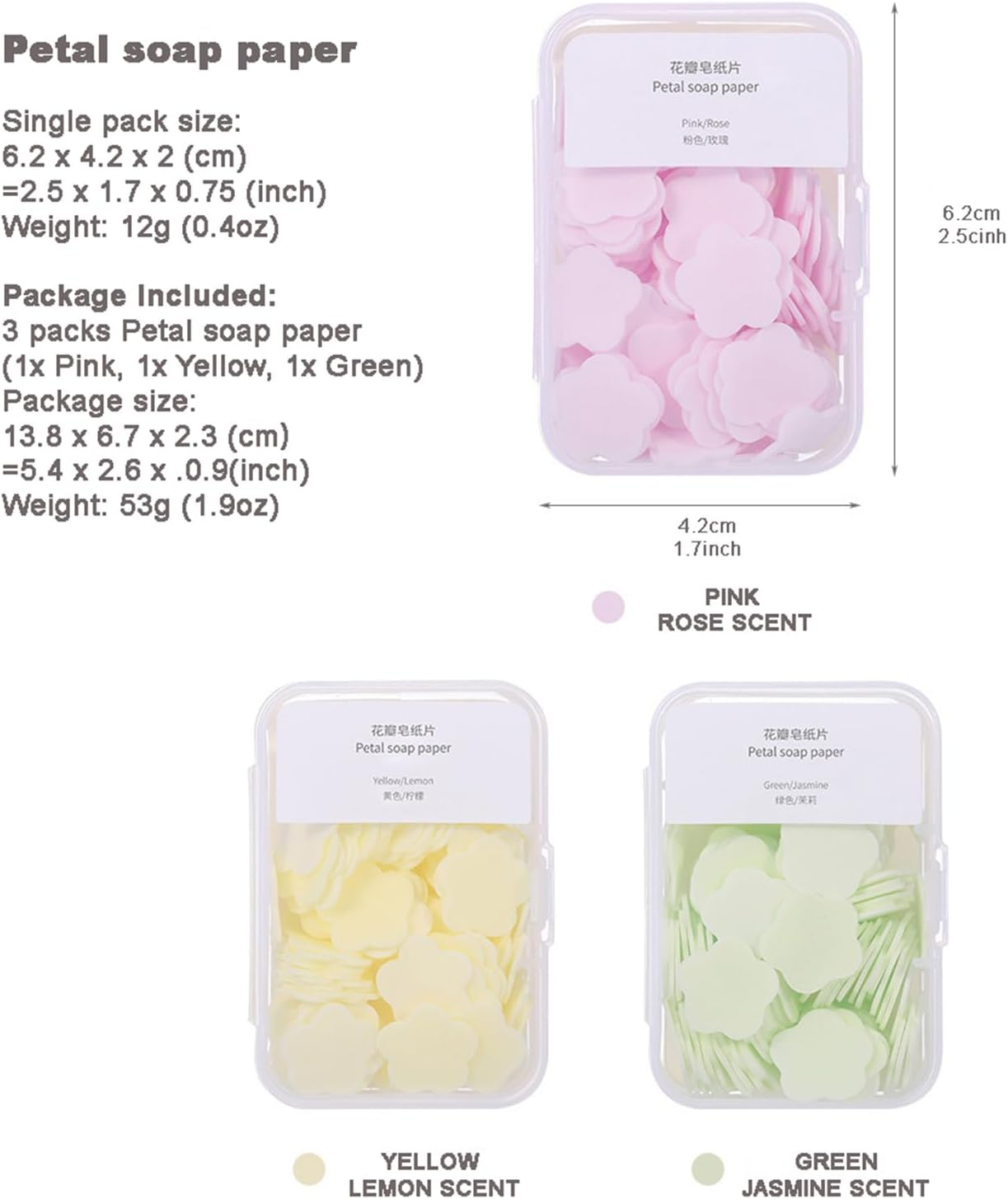 Tikapo 3-Pack (300Pcs) Petal Soap Paper Sheets in Clear PP Box, Portable Disposable Nature Foaming Hand Paper Soap Sheet for Hiking, Camping, Backpacking image number 6