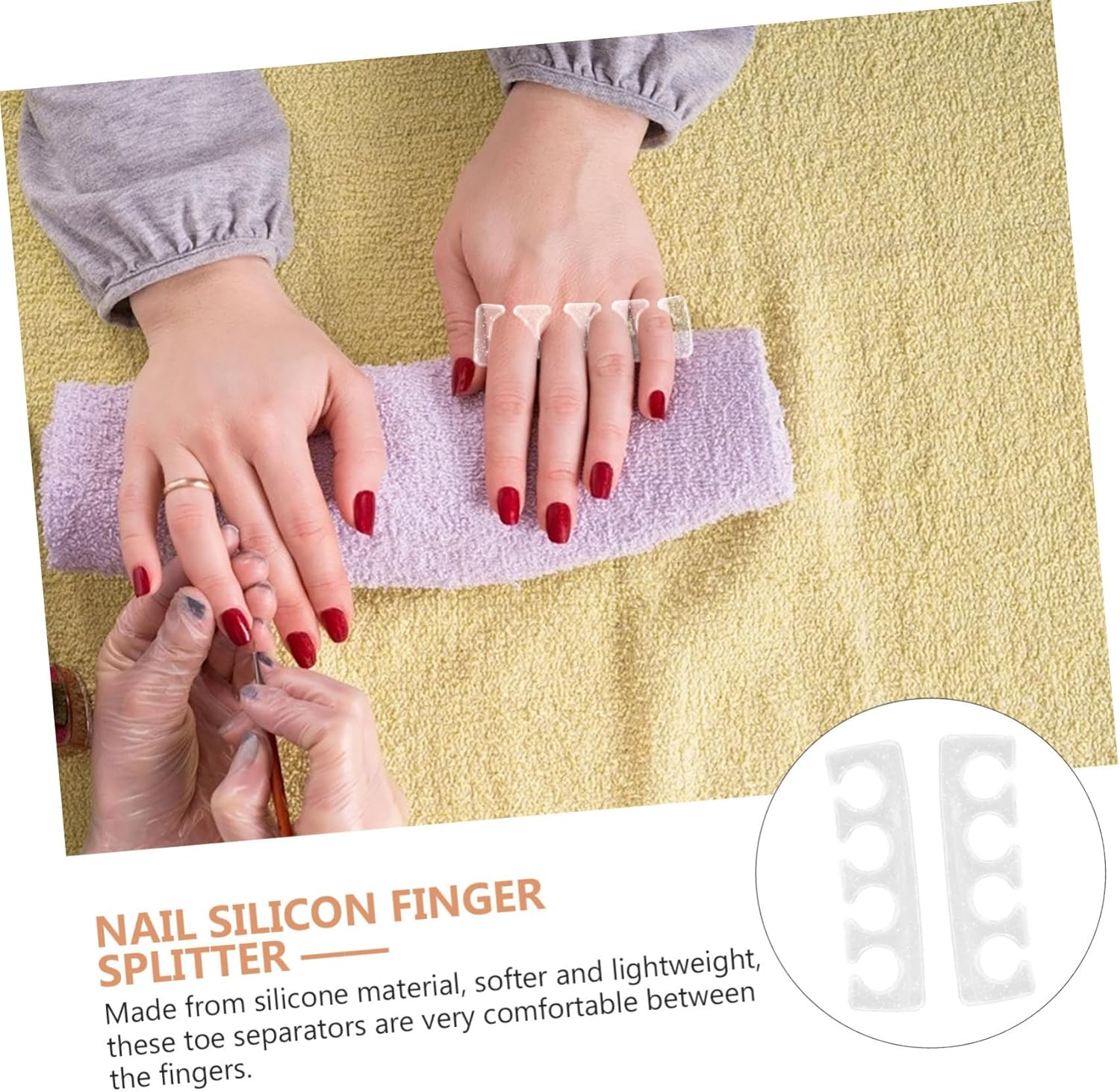 HONITANO 2Pcs Silicone Toe Separators Women Pedicure Toe Dividers Nail Art Spacers for Foot Care and Manicure image number 1