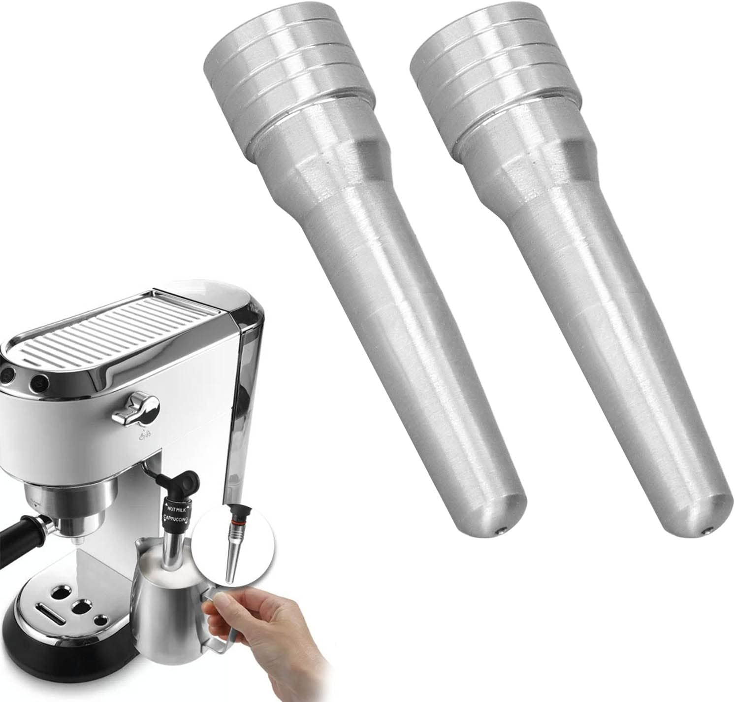 2Pcs Reusable Durable Coffee Machine Spout Espresso Coffee Machine Replacement Milk Foam Steam Nozzle, Stainless Steel Milk Foam Steam Nozzle for Home Kitchen Cafe Milk Tea Shop image number 3