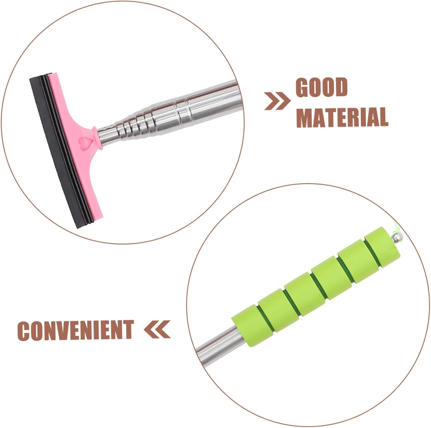 POPETPOP 3Pcs Retractable Side Mirror Squeegee and Car Windshield Cleaner Tool Set with Telescopic Handle, Multi-Color for Automotive Exterior Glass Cleaning and Rear View Mirror Care image number 3