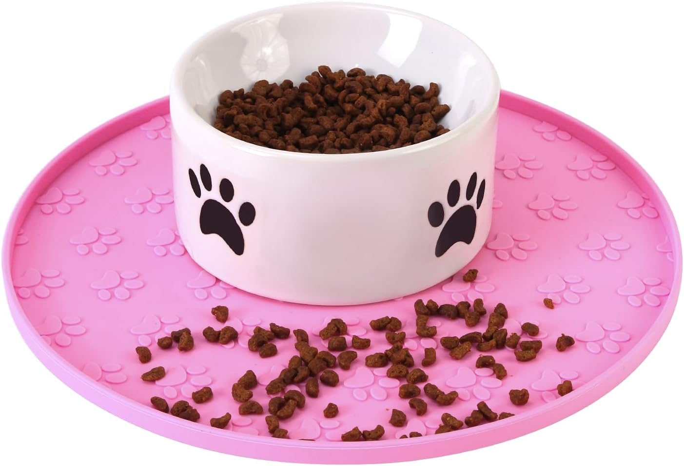Silicone Pet Food Mat - Waterproof Dog & Cat Feeding Mat with High Lip to Prevent Spills & Protect Floors, Black
