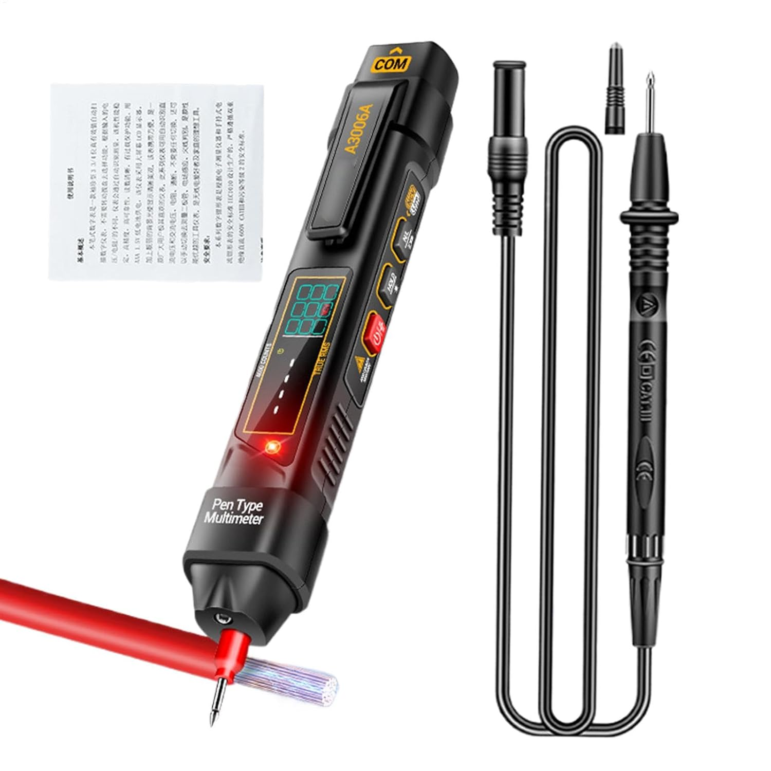 Vgvgaj Electrical Multimeter, Pen Type Intelligent Current Meter, 4000 Counts LCD Display Voltmeter Pen Test Multimeter Measure AC DC Voltage Resistance Diode for Electrician Tools