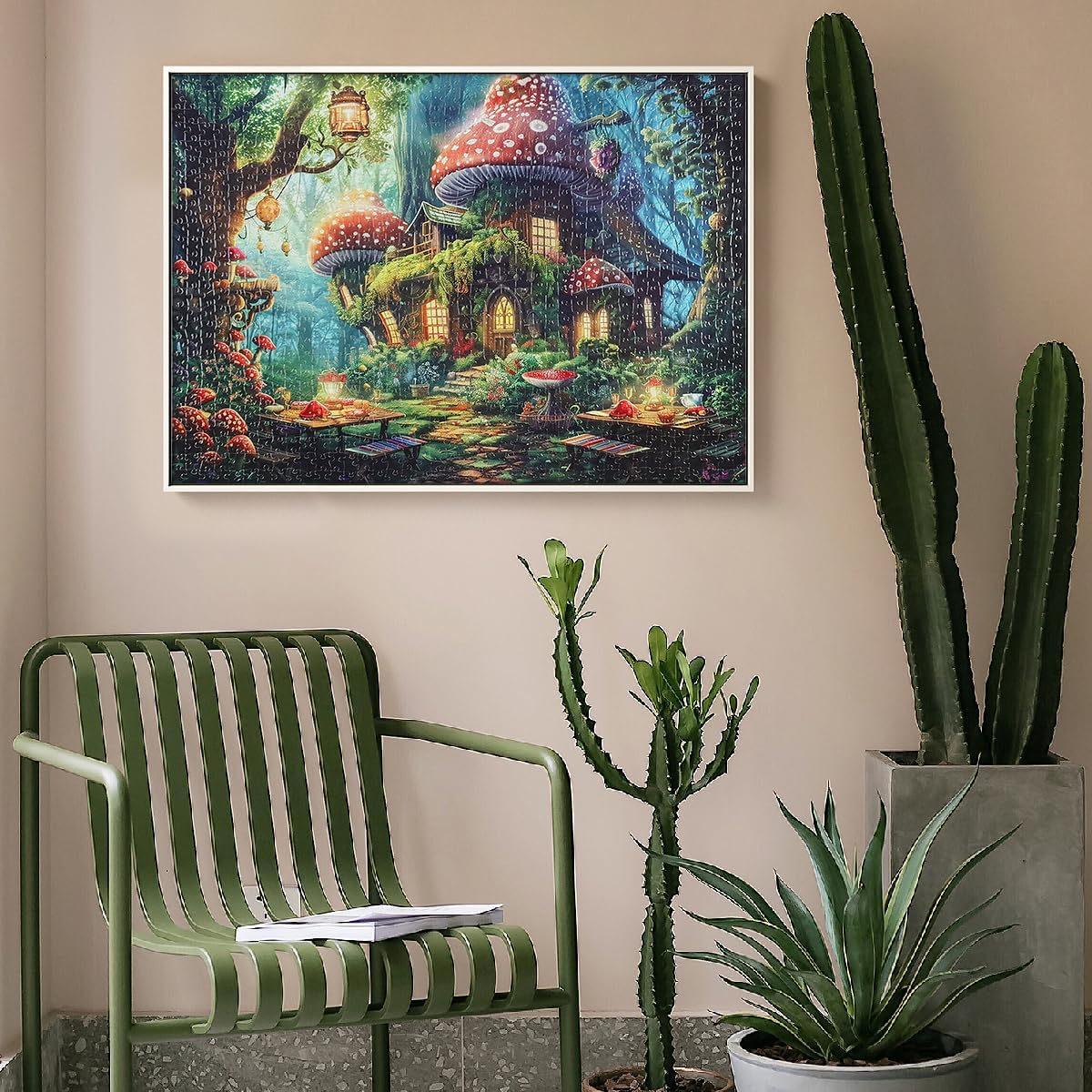 MISITU 1000 Pieces Jigsaw Puzzles for Adults Mushroom House Village Picnic Impossible Hard Difficult Challenging Teens Jigsaw Puzzle 70 X 50 Cm with Reference Poster image number 5