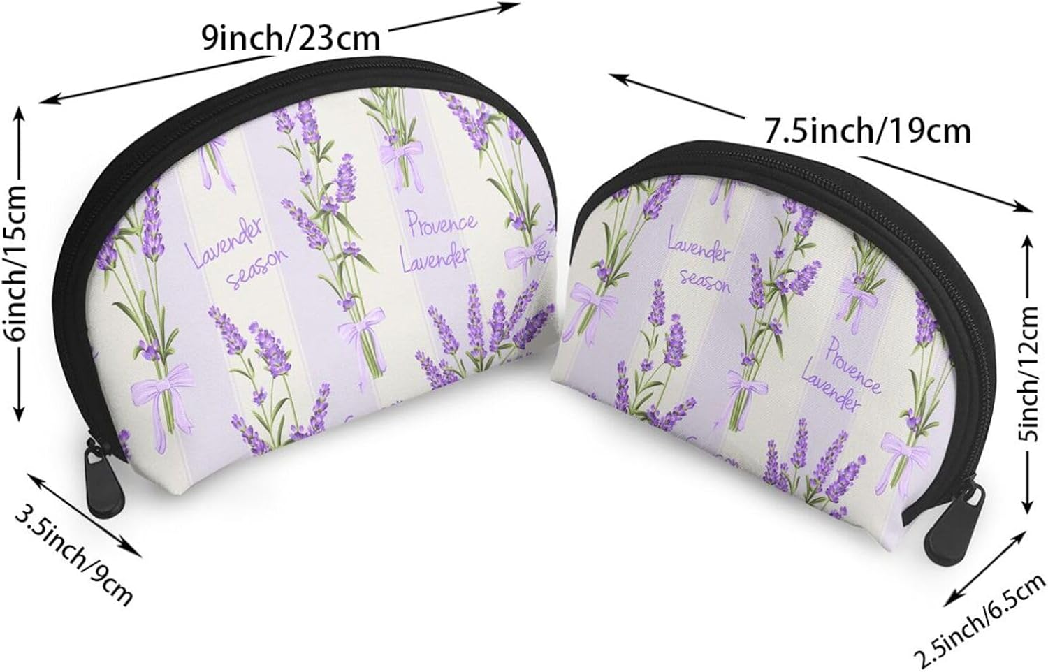 Cozimangoe Coin Pouch Makeup Bags Set, 2 Piece Shell Shape Cosmetic Bag with Pockets for Daily Travel Handbag Lipstick Keys Toiletry, Personalized Lavender Season Aroma Charming image number 5