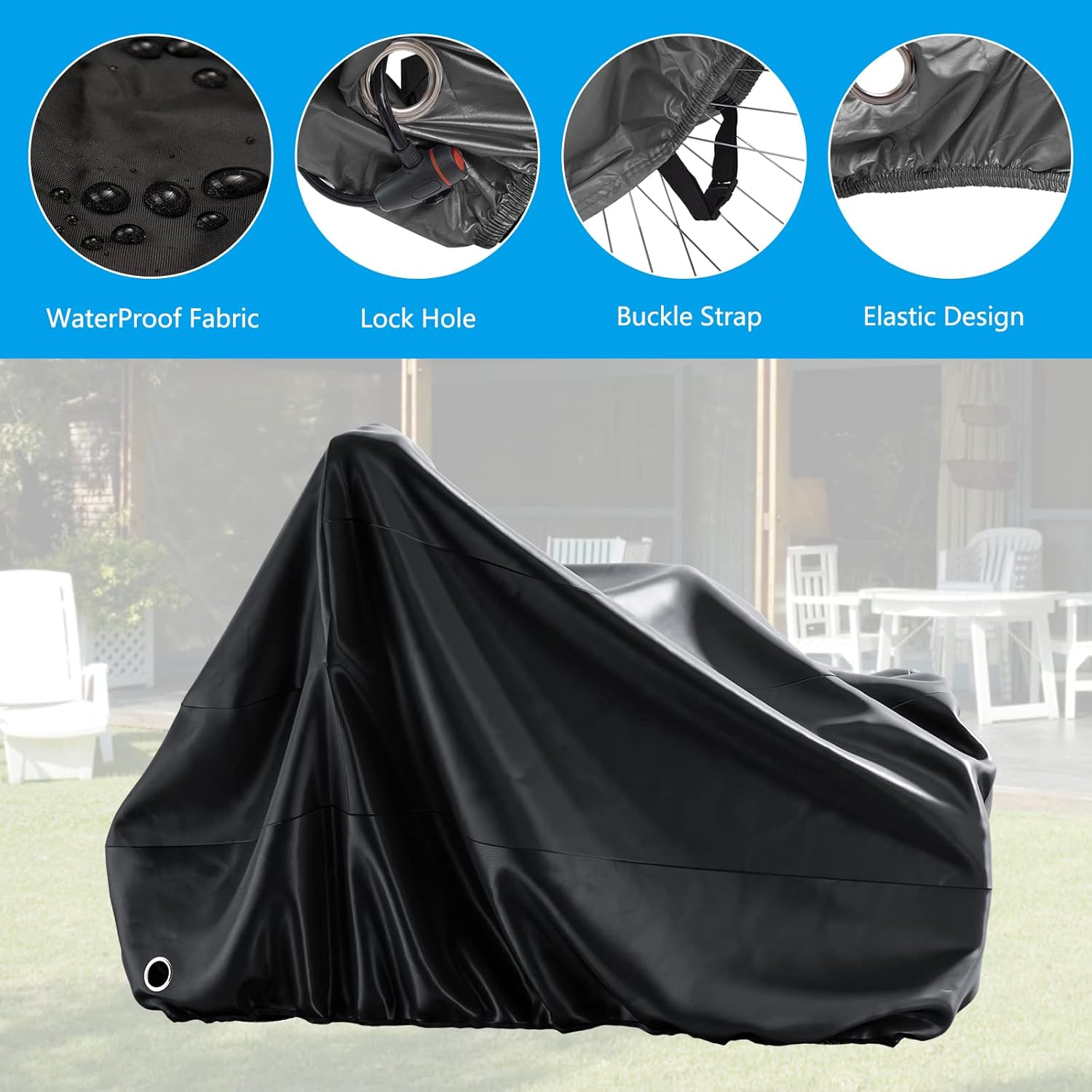 MOPHOTO Bike Cover Adult Tricycle Cover for Outdoor Bicycle Storage, Heavy Duty Ripstop Material, Waterproof & Anti-Uv