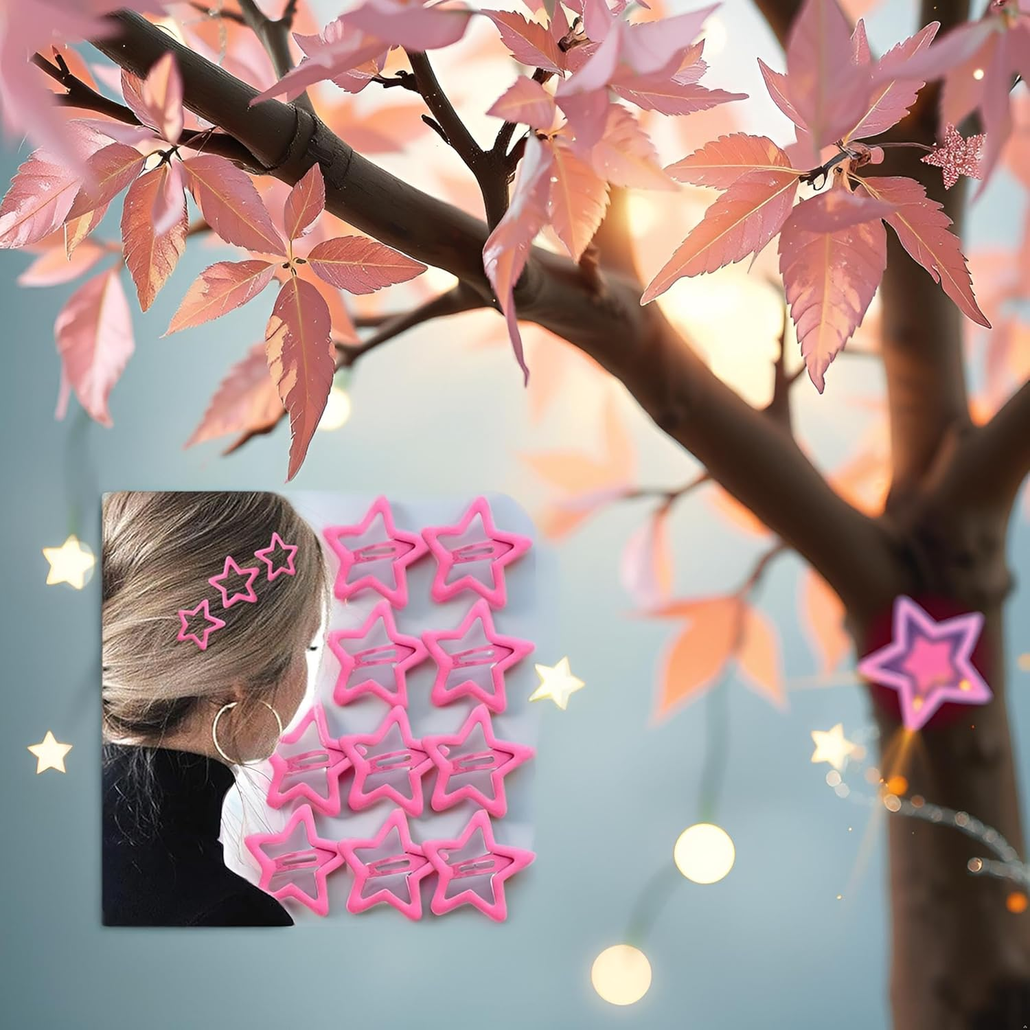 Pack of 10 Pink Star Hair Clips Women'S Hair Clips Small Stars Hair Clips Pink Star Hair Clip Hair Accessories Girls Hair Accessories Women Hair Clip image number 5