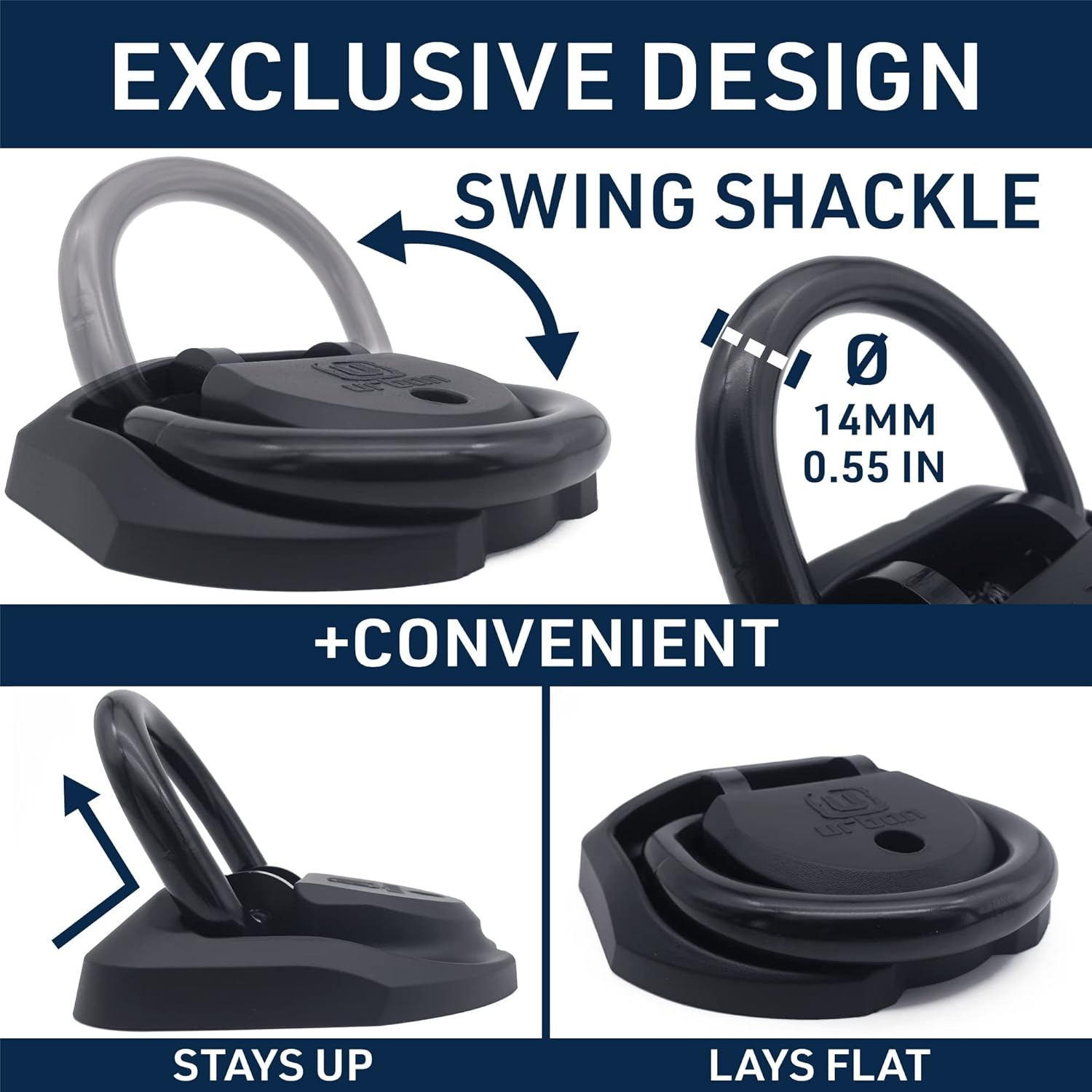 Urban UR55 Highest Tested Security Anchor for Motorcycle, Foldable &Oslash;14 Hardened Steel Ring, 4 Expansion Bolts, Anti-Theft Wall Ground Dloor Fixing for Garage, Trailer, Scooter, Bicycle Parking image number 3