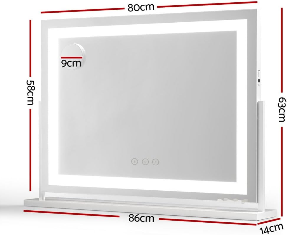 Embellir Makeup Mirror 80X58Cm 360～ Rotatable Vanity Mirror with Lights Bright Light Strip 3 Colour Temperatures Adjustable Brightness