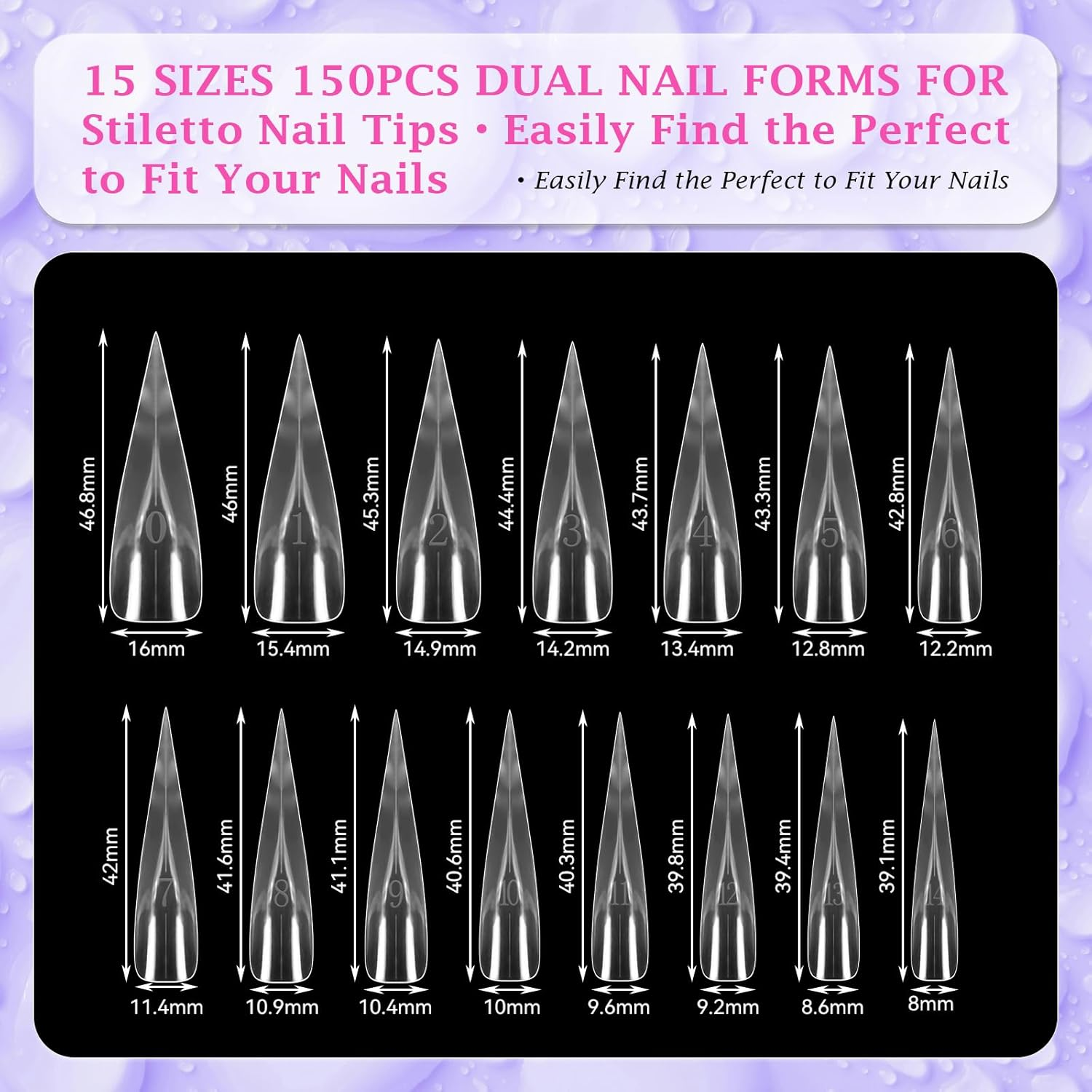 Outopen 150 Pcs Eagle Claw Shape Clear Full Cover Reusable Curve Long Nail Molds for Acrylic Extension Polygel Sculptural Manicure DIY 15 Sizes image number 3