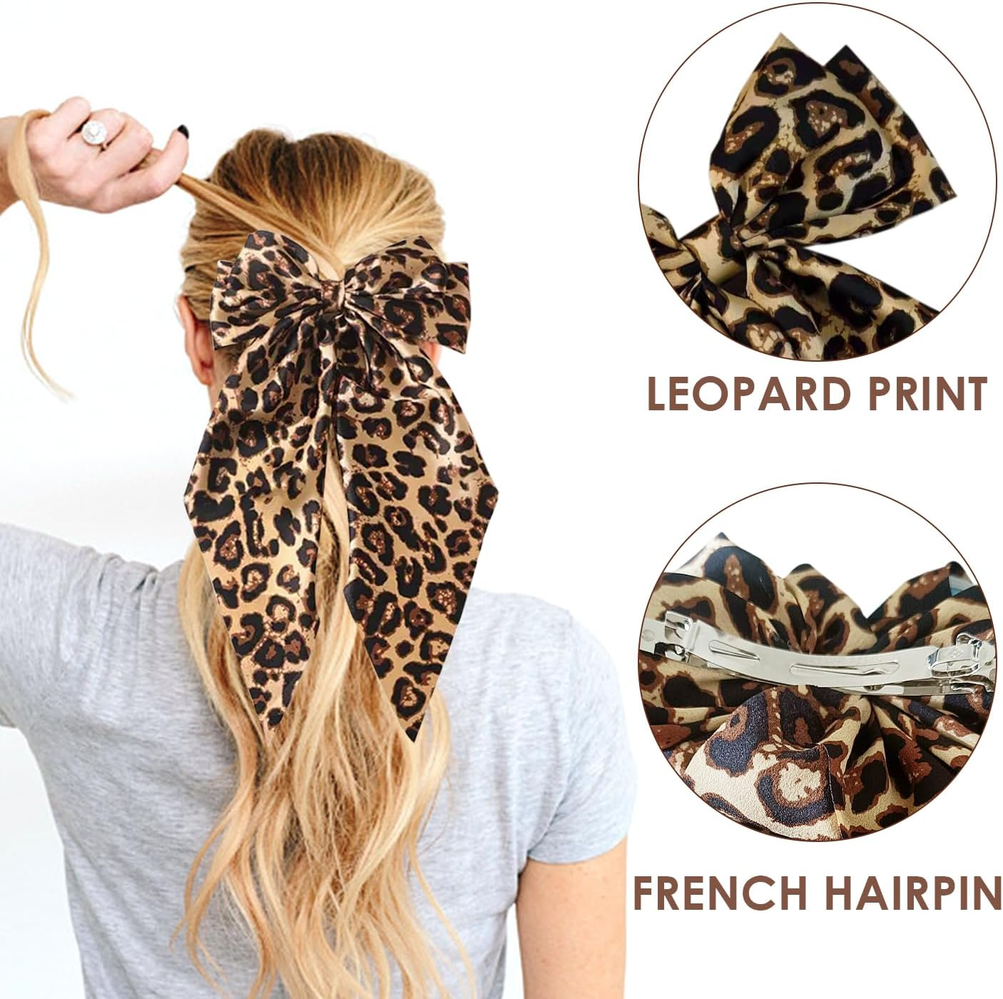 2 Pieces Leopard Print Retro Hair Clips with Bow Cosplay Hair Accessories Hair Accessories Hair Clips for Women