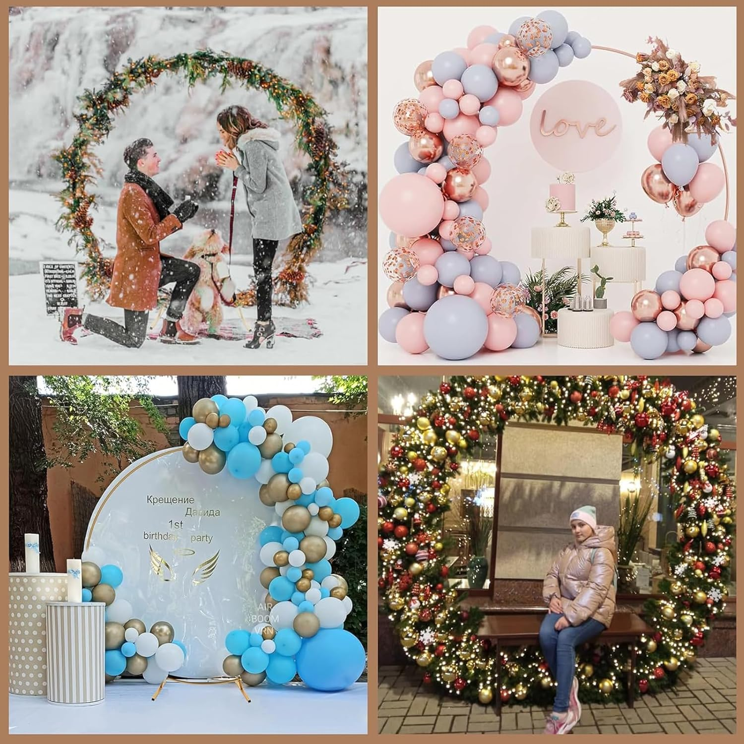 Round Backdrop Stand, Metal Balloon Arch Stand, Circle Garland Frame for Wedding Birthday Party Baby Shower Graduation Decoration, Gold Diameter 2M image number 6