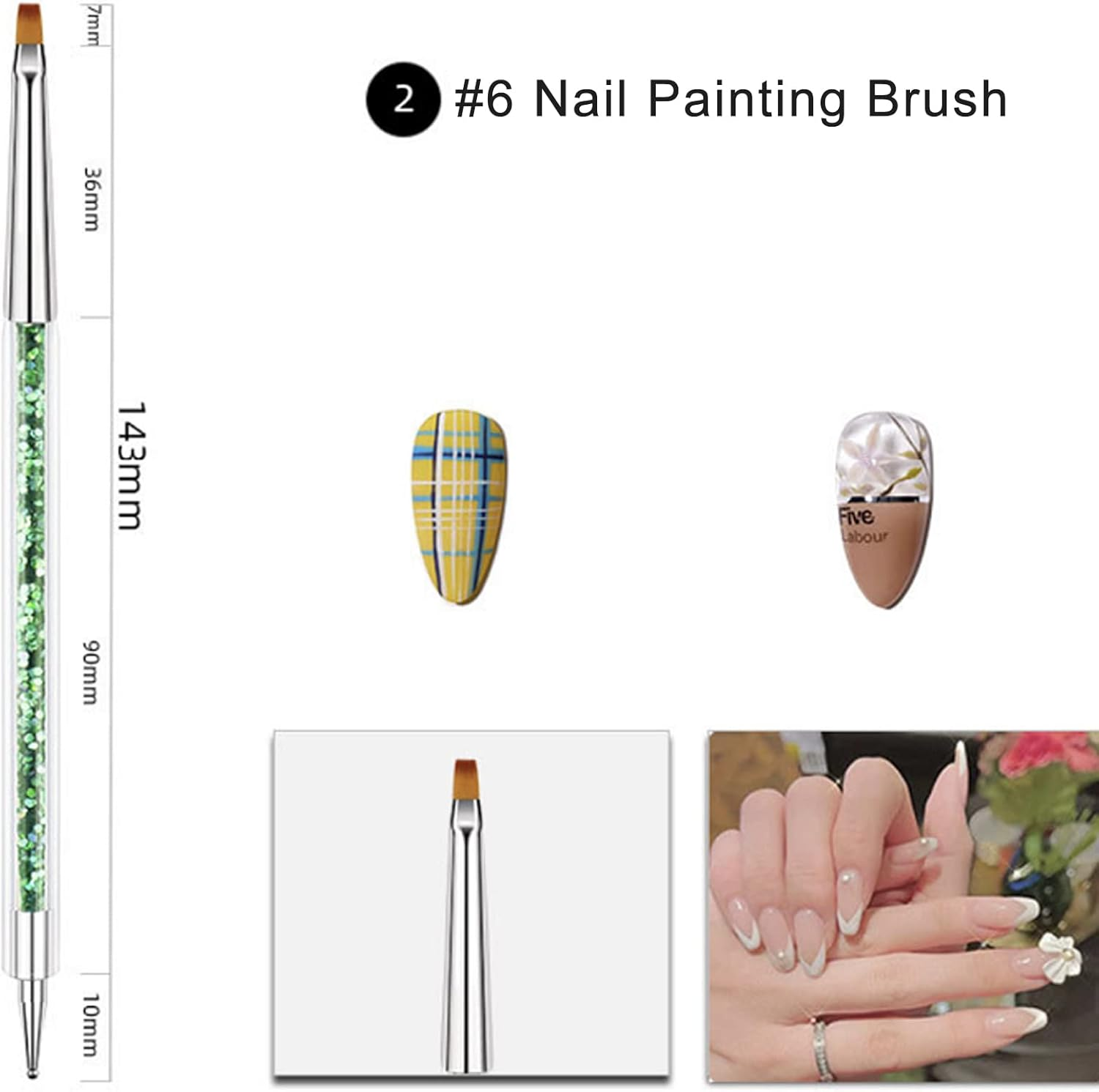5Pcs Nail Art Tool Set, Duel-Ended Nail Art Design Pen Include Nail Painting Brush Nail Liner Brush Nail Dotting Pens for UV Gel Nail Home DIY Salon. image number 2