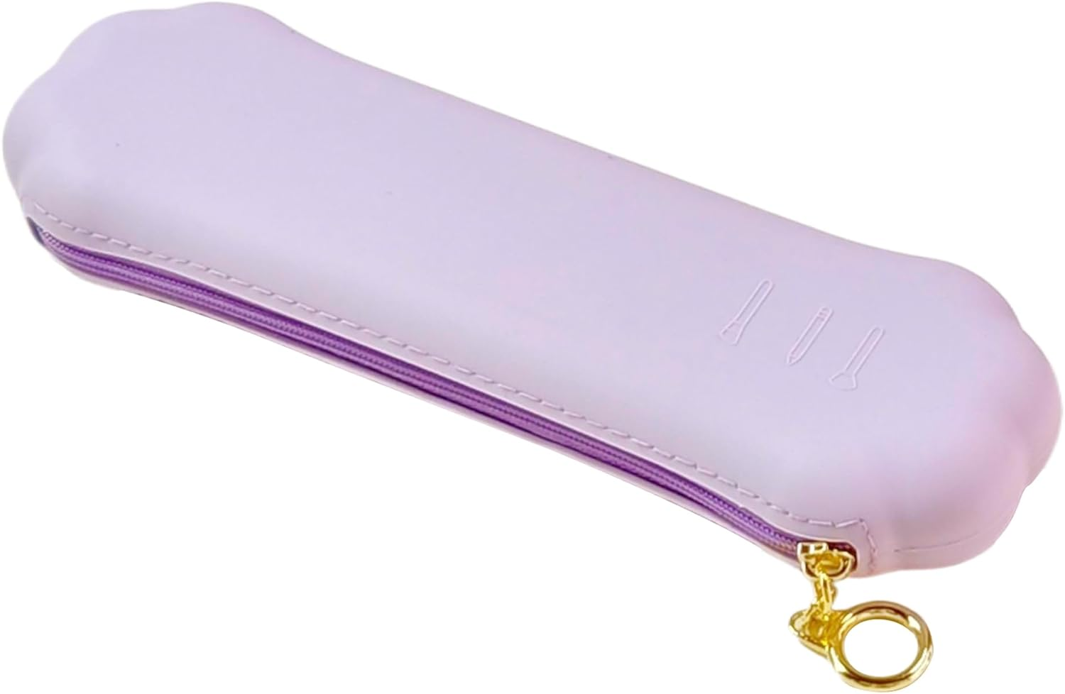 AWINNER Travel Makeup Brush Holder, Portable Silicone Make up Bag Organizer, Brushes Case with Anti-Fall Out Zipper Closure, Soft Cosmetic Pouch Travel Essentials, Purple, Modern - Pink image number 2