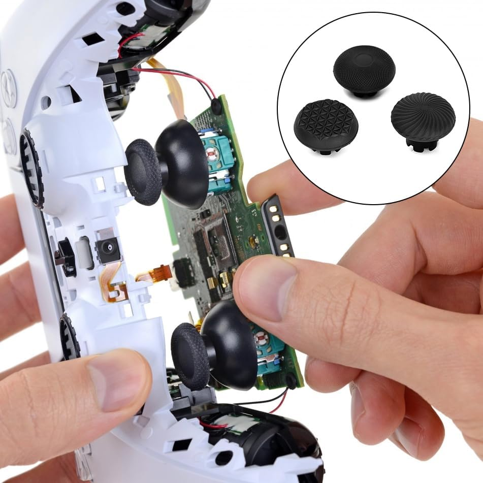 Ruimou 6Pcs Black Silicone Anti-Slip Game Controller Thumbstick Thumb Grip Cap Compatible with Ps4/Compatible with Ps5/Compatible with PS5 Edge Etc - Red image number 7