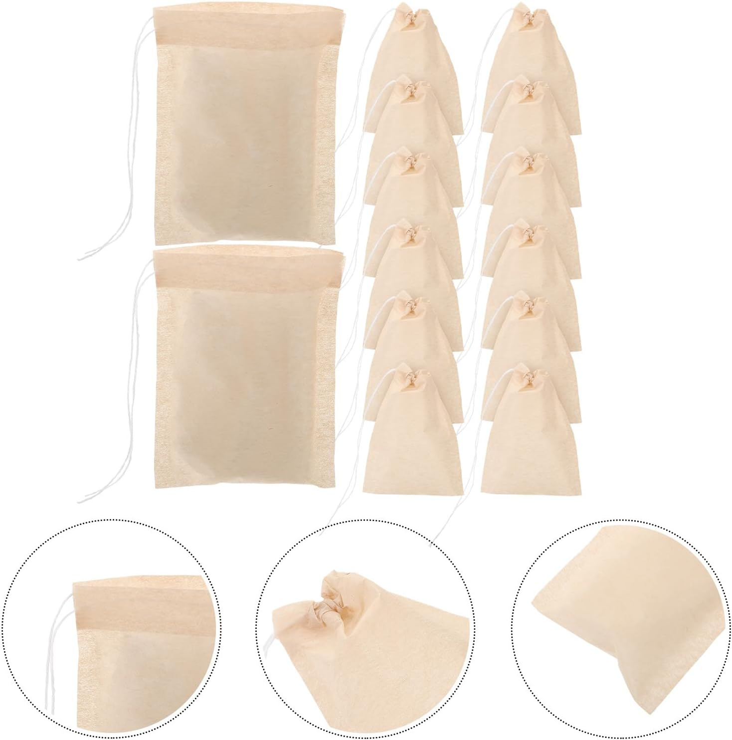 KOCKSHION 100Pcs Drawstring Seal Filter Bags for Loose Leaf Tea and Coffee Natural Color Disposable Tea Infuser Bags 6X8Cm Suitable for Home Brewing image number 4