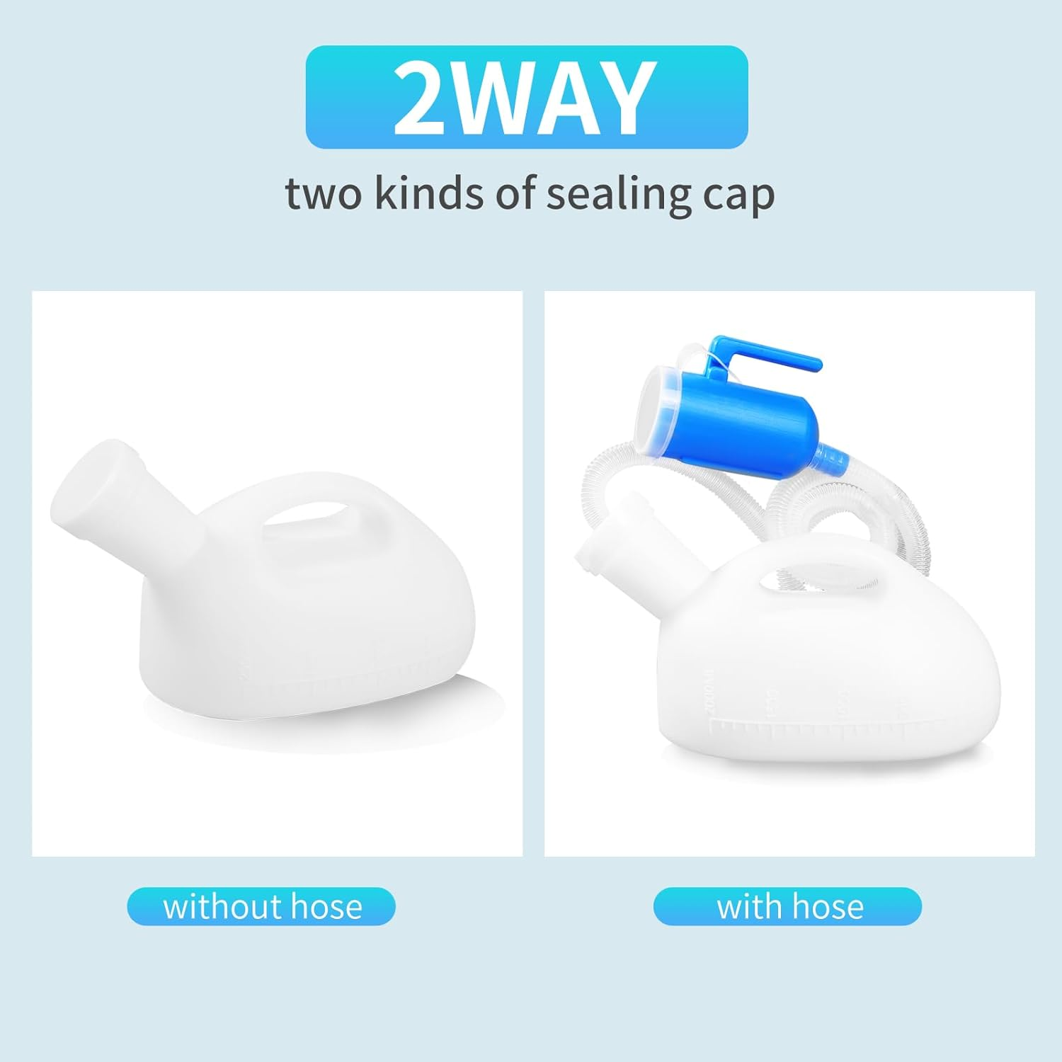 ENLUNTRA Portable Urinal for Men 2000 Ml，Reusable Pee Bottle for Men 60" Long Hose with Lid, Urinal for Men Spill Proof Nighttime for Men for Hospital Incontinence Elderly, Travel, Car, Truckers, White image number 1