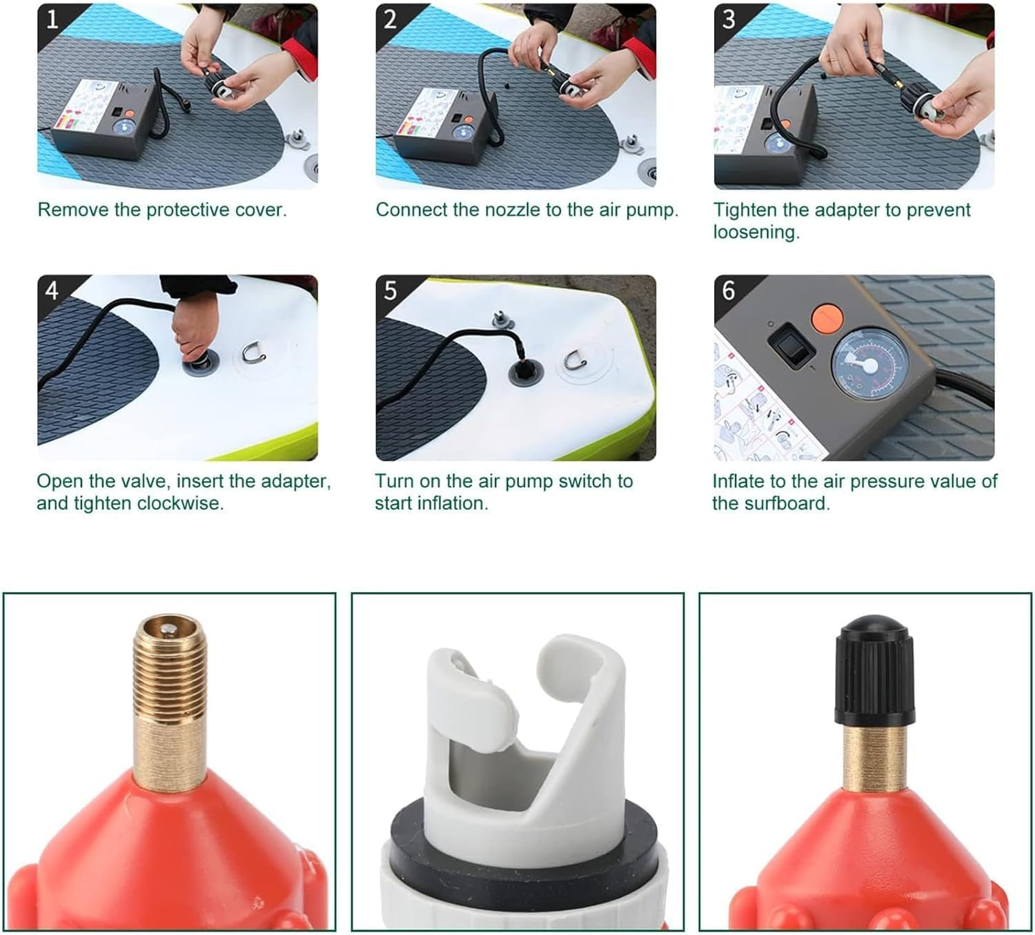 Boat Air Valve Adaptor Kit,Inflatable Sup Pump Adaptor,Paddle Board Pump Adaptor,Nozzles Sup Pump Adaptor Air Pump Converter,Stand up Paddle Board,Inflatable Bed,Compressor Air Valve Converter image number 5