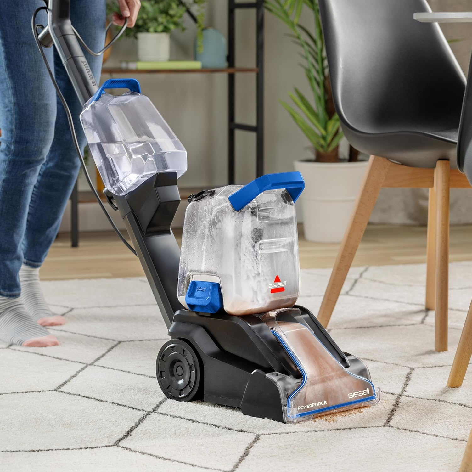 BISSELL Powerforce Upright Carpet Washer 4056F | Lightweight & Compact, Four-Row Deepreach Powerbrush for Powerful Stain & Pet Mess Removal, Easy to Empty & Clean