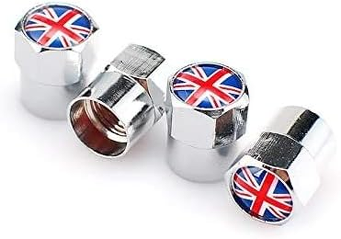Flag Mini Metal Car Tire Tyre Valve Nozzle Valve Caps Cover (British Flag)