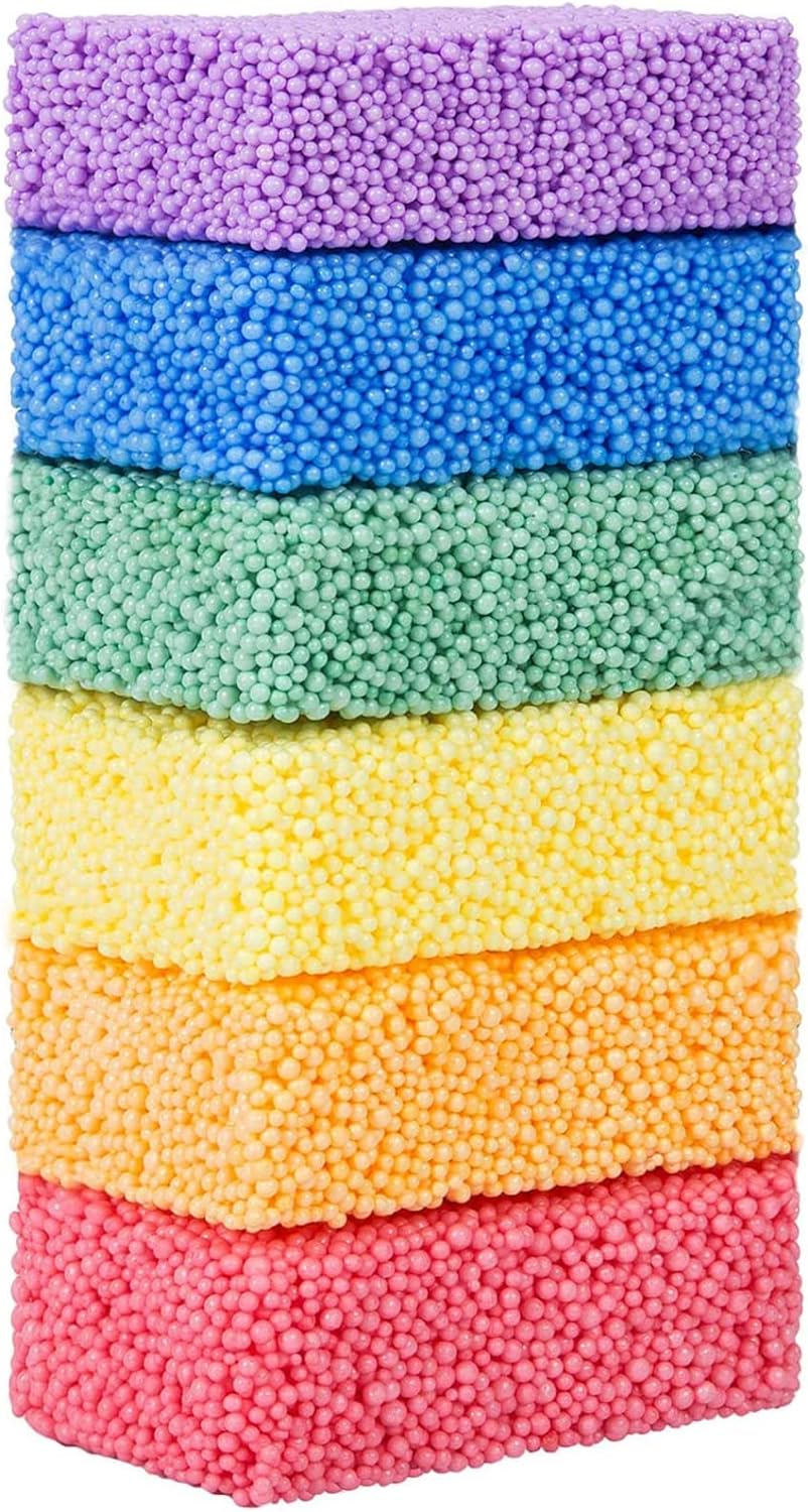 Mikoom Floam 6 Colors Giant Foam Blocks, Fun Foam Slime for Toddlers Foam Beads Play Kit Modeling Clay for Kids, Preschool Classroom Educational Arts Crafts Fine Moter Skills Toy image number 4
