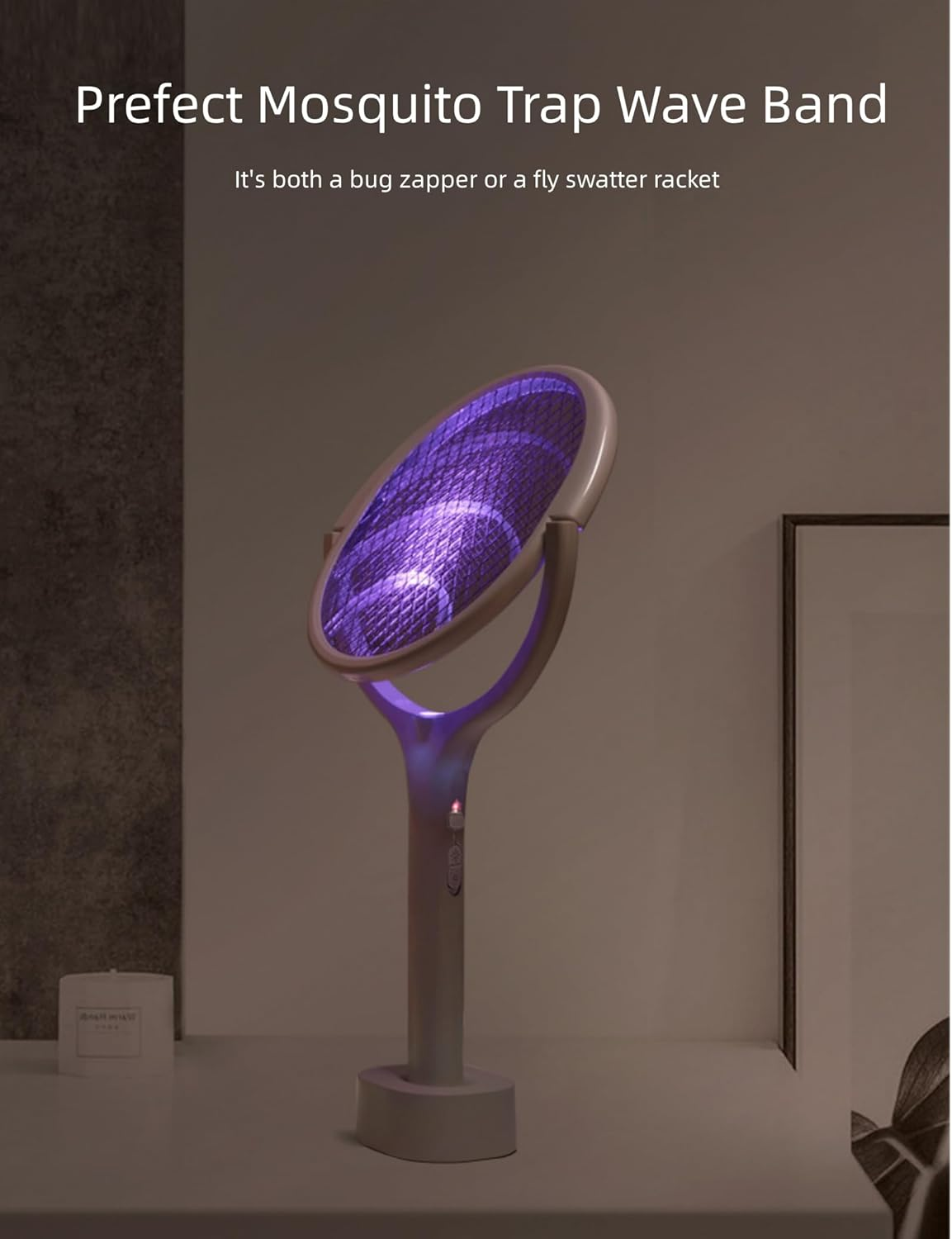 Anyuainiya Rotating Head Rechargeable Electric Fly Swatter Racket, Electric Mosquito Zapper Indoor Bug Zapper Fly Zapper Repellent Fly Trap Mosquito Zapper, with a Telescopic Extension