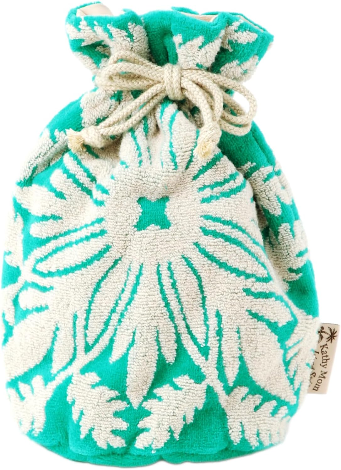 Kathymum Island Style Drawstring Pouch, Nohair Series 23903004 Pouch, Women'S, 23903004B, Emerald [B] Red Ginger Emerald, Approx. Width 9.8 X Height 7.9 X Depth 5.5 Inches (25 X 20 X 14 Cm)