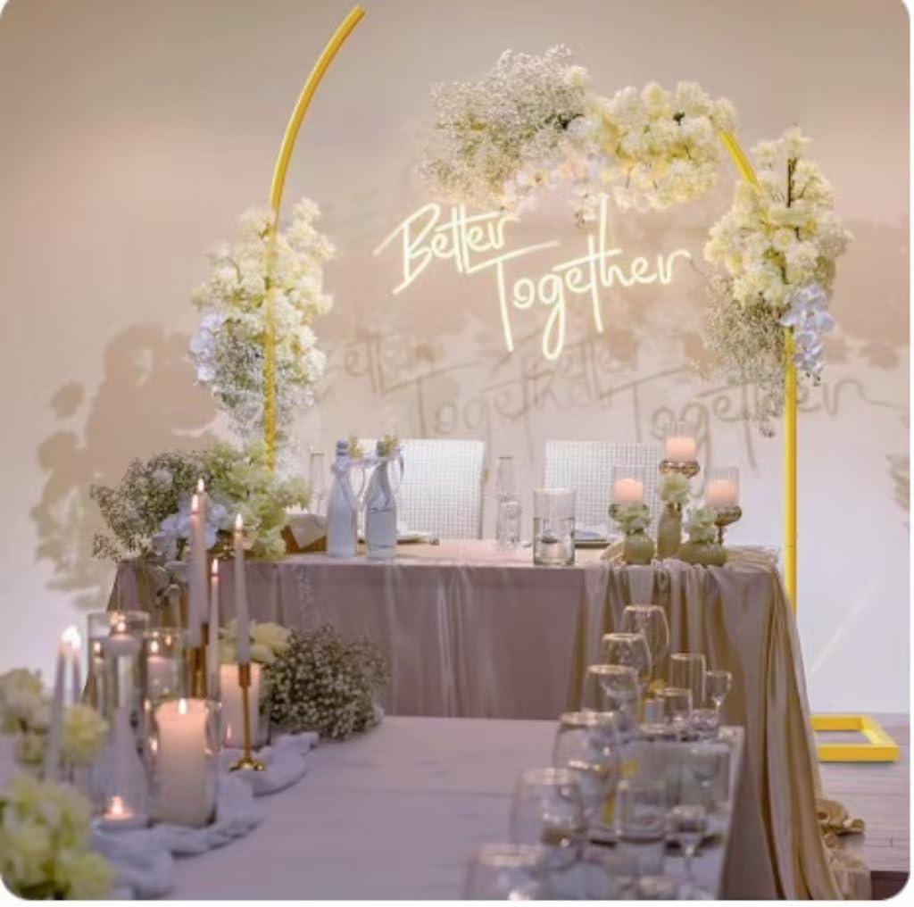 Metal Arch Backdrop Stand Set of 2 Gold Curved Top Arch Wedding Backdrop Stand, 6.72Ft (2.05M) and 7.87(2.4M)Ft Balloon Arch Frame for Ceremony, Birthday Party, Anniversary, Baby Shower Floral Stand Backdrop Decoration image number 3