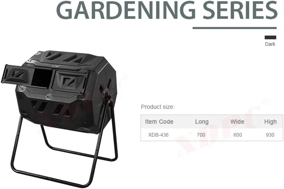 160L Tumbling Garden Compost Bin Heavy Duty with Easy Turn, Dual Chamber and Internal Churn Fins image number 6