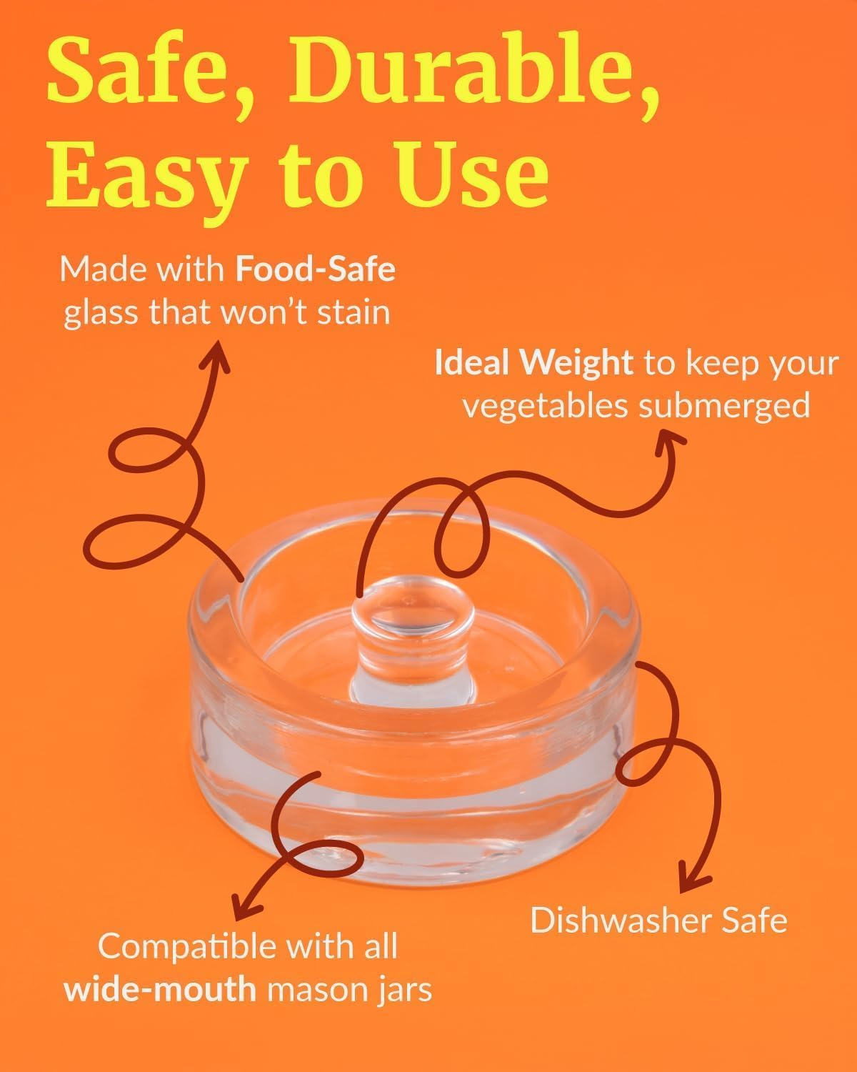 Set of 4 Fermentation Weight, Easy Grip Glass Fermenting Weights, Perfect Fit for Wide Mouth Mason Canning Jars, Highly Durable Soda-Lime Glass Fermentation Kit for Sauerkraut, Kimchi & More image number 3