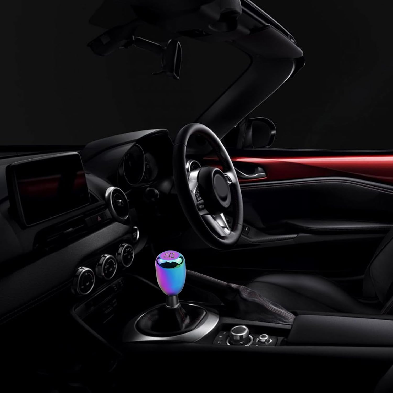 UGSHY 1 PC Car Manual Transmission Shift Knob, M12 X 1.25 Alloy Modified Wave Stick Shift Lever Head with 3 Adapter, Screw-In Shift Knob Replacement, Universal Car Interior Accessories (Multicolored) - Multicolor image number 4