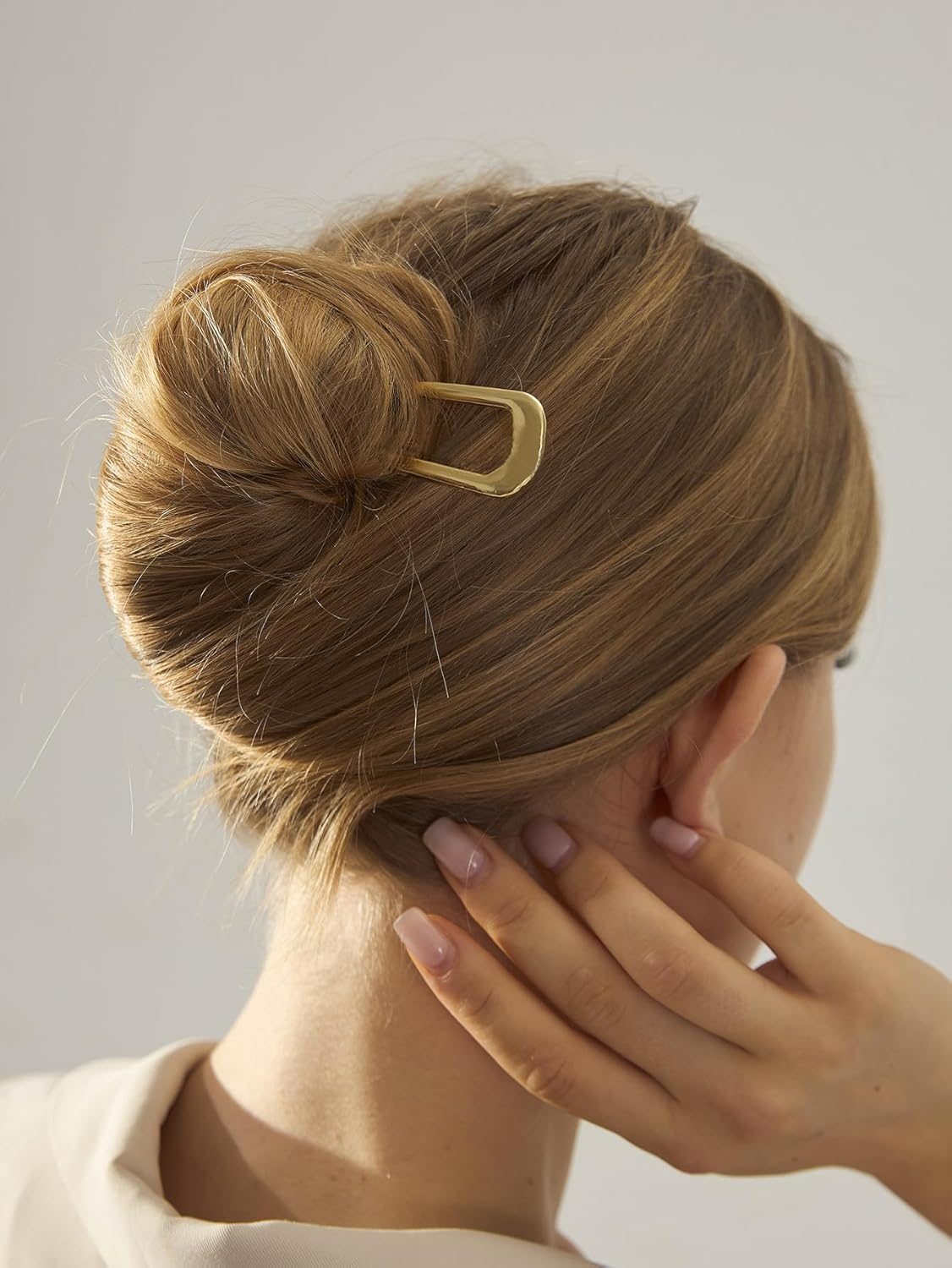 Pack of 2 Gold Metal French Hair Pins, French Hair Pins, Large French Pin Hairpin for Women and Girls image number 4