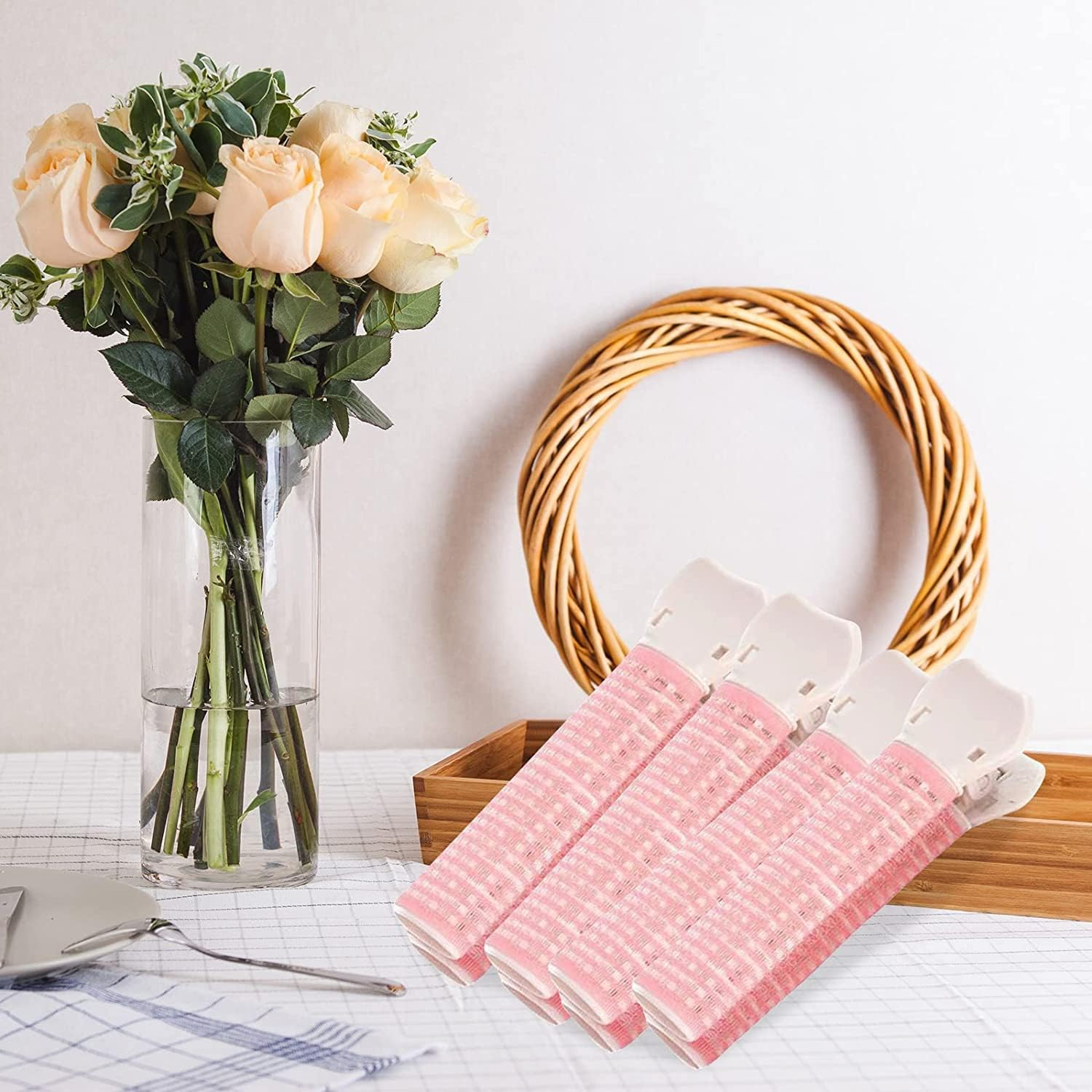 4 X Pink Hair Rollers with Clip, Volume Hair Root Clips, Bangs, Curlers, DIY Hair Styling Accessories, Portable Hair Volume Clip, Self-Gripping, Volume Hair Root image number 6